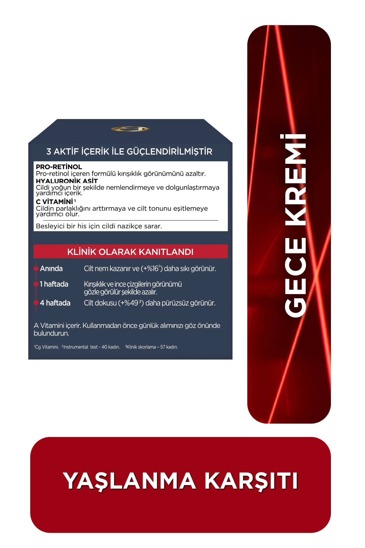 Revitalift Lazer Yoğun Yaşlanma Karşıtı Nemlendirici Gece Yüz Bakım Kremi 50ml