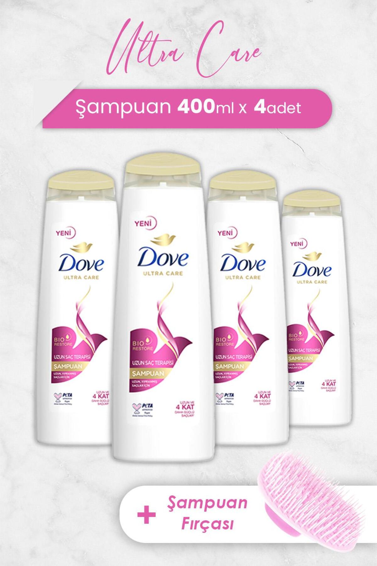 Ultra Care Şampuan Uzun Saç Terapisi 400 ml x 4 Adet ve Şampuan Fırçası