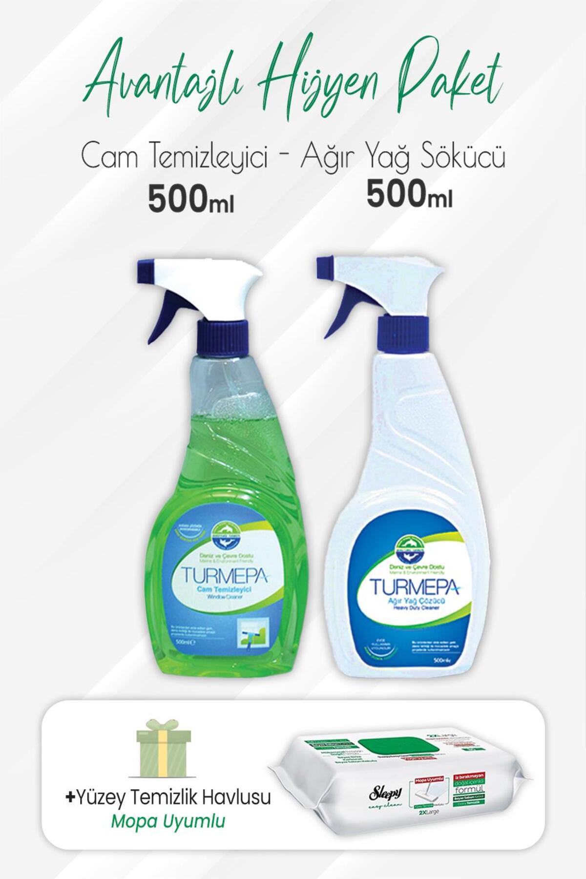 Yağ Sökücü, Cam Temizleyici 500 ml ve Mopa Uyumlu Havlu 80'li