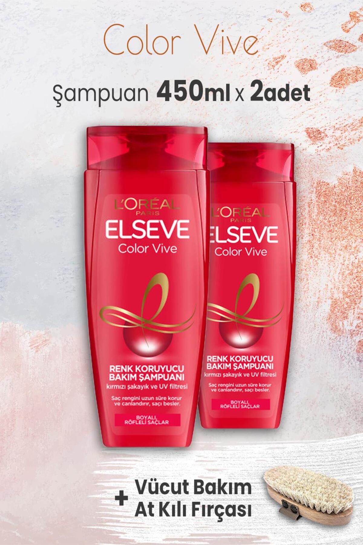 Color Vive Renk Koruyucu Şampuan 450 ml x 2 Adet ve Vücut Bakım At Kılı Fırçası