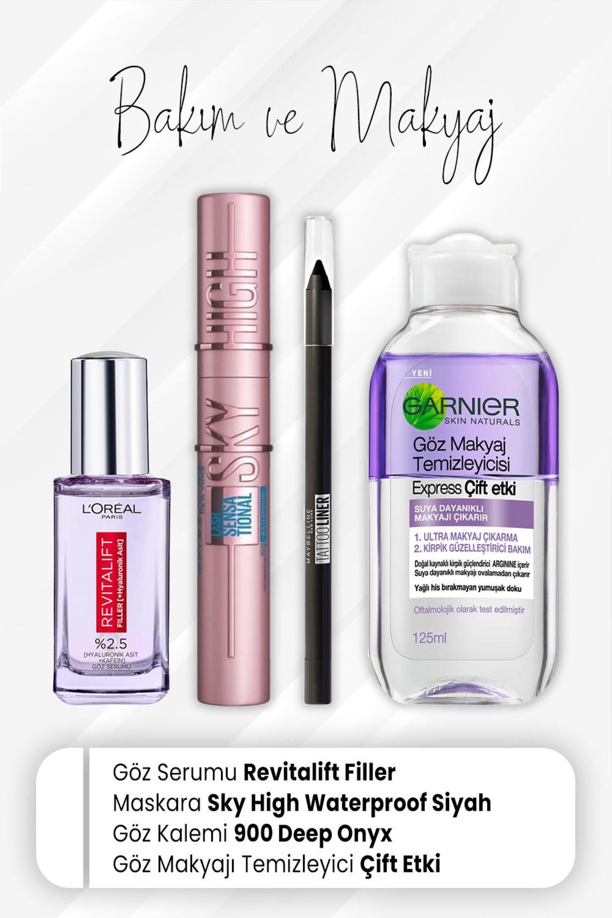 Loreal Paris Göz Serumu Revitalift Filler 20 Ml, Sky High Waterproof, Tattoo Liner 900 Deep Onyx Ve