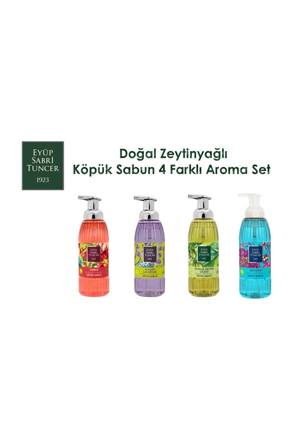 Köpük Sabun Alaçatı Lavantası, Amber, Ayvalık Zeytin Çiçeği ve Okyanus 4 Adet 500