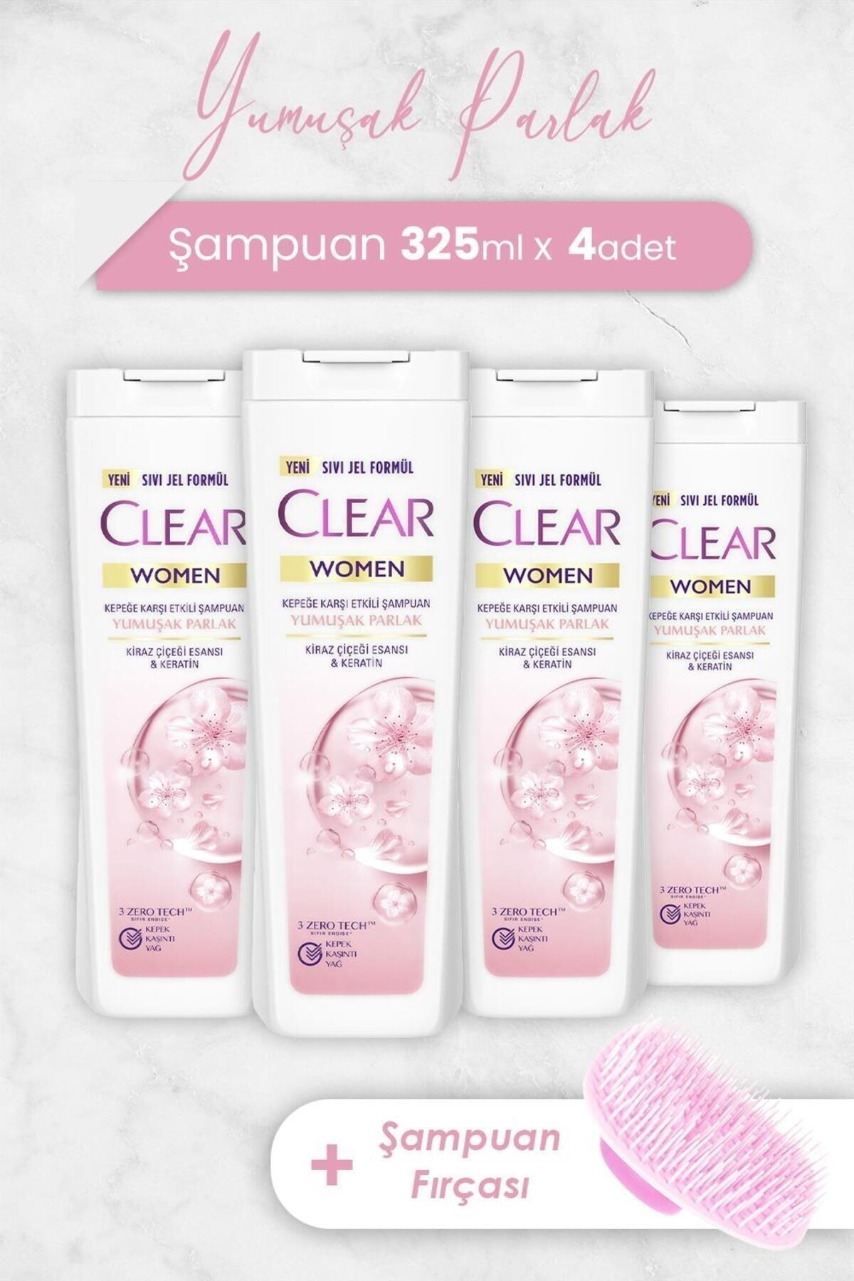 Women Yumuşak Parlak Şampuan 325 ml x 4 Adet ve Şampuan Fırçası