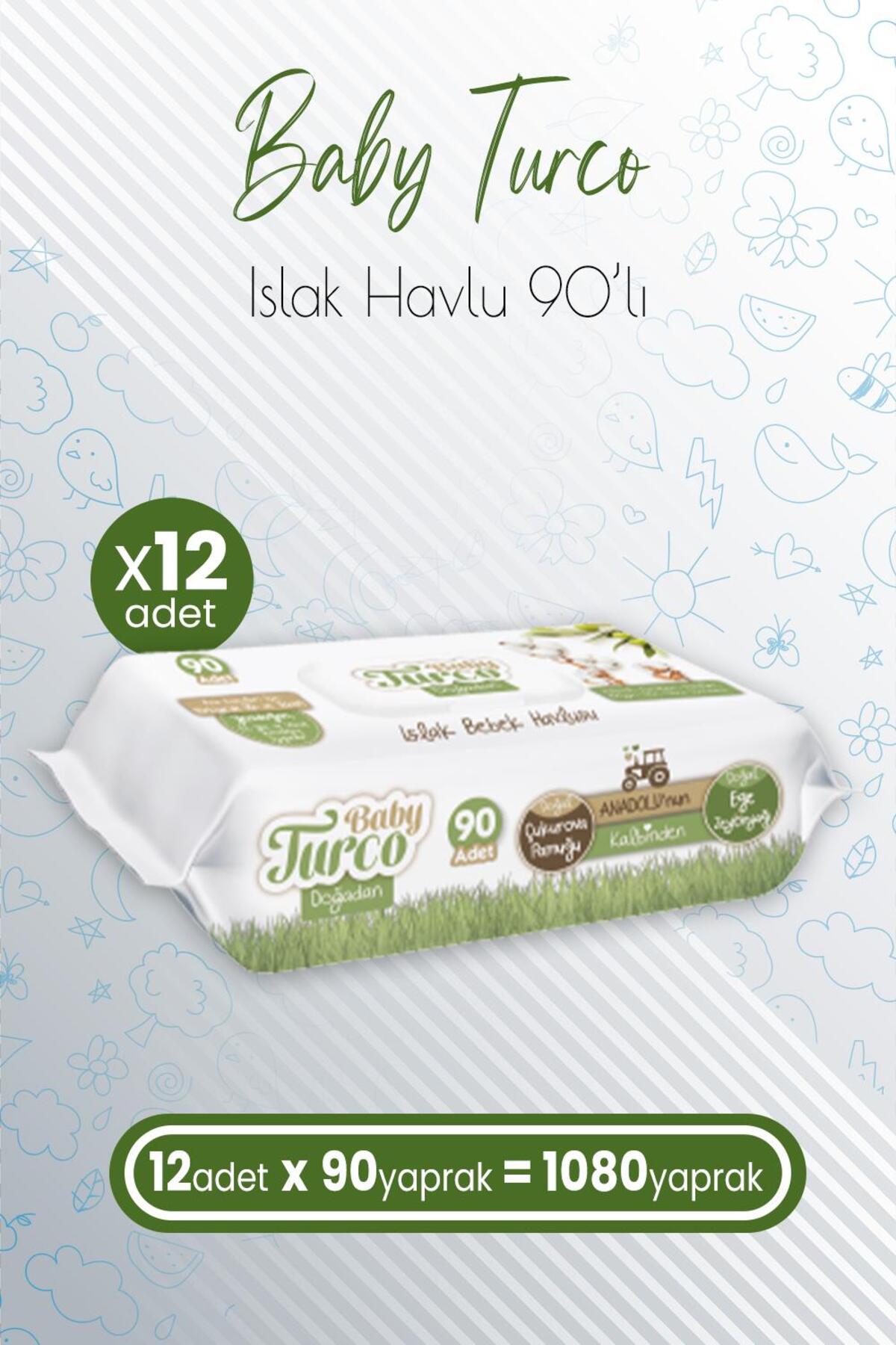 Doğadan Islak Bebek Havlusu Zeytinyağlı 90'lı x 12 Adet (1080 Yaprak)