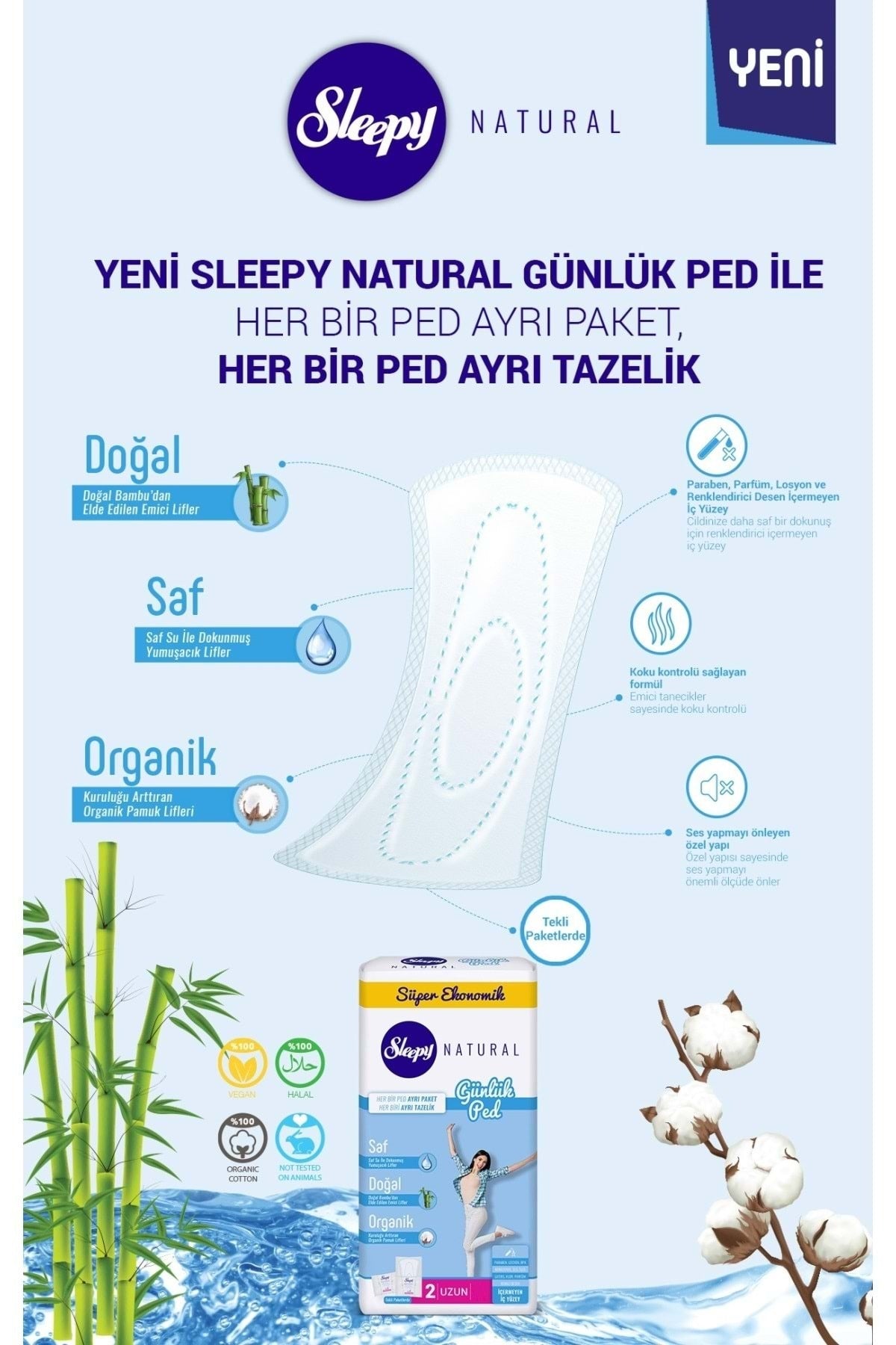 Natural Günlük Ped Uzun 128 Adet