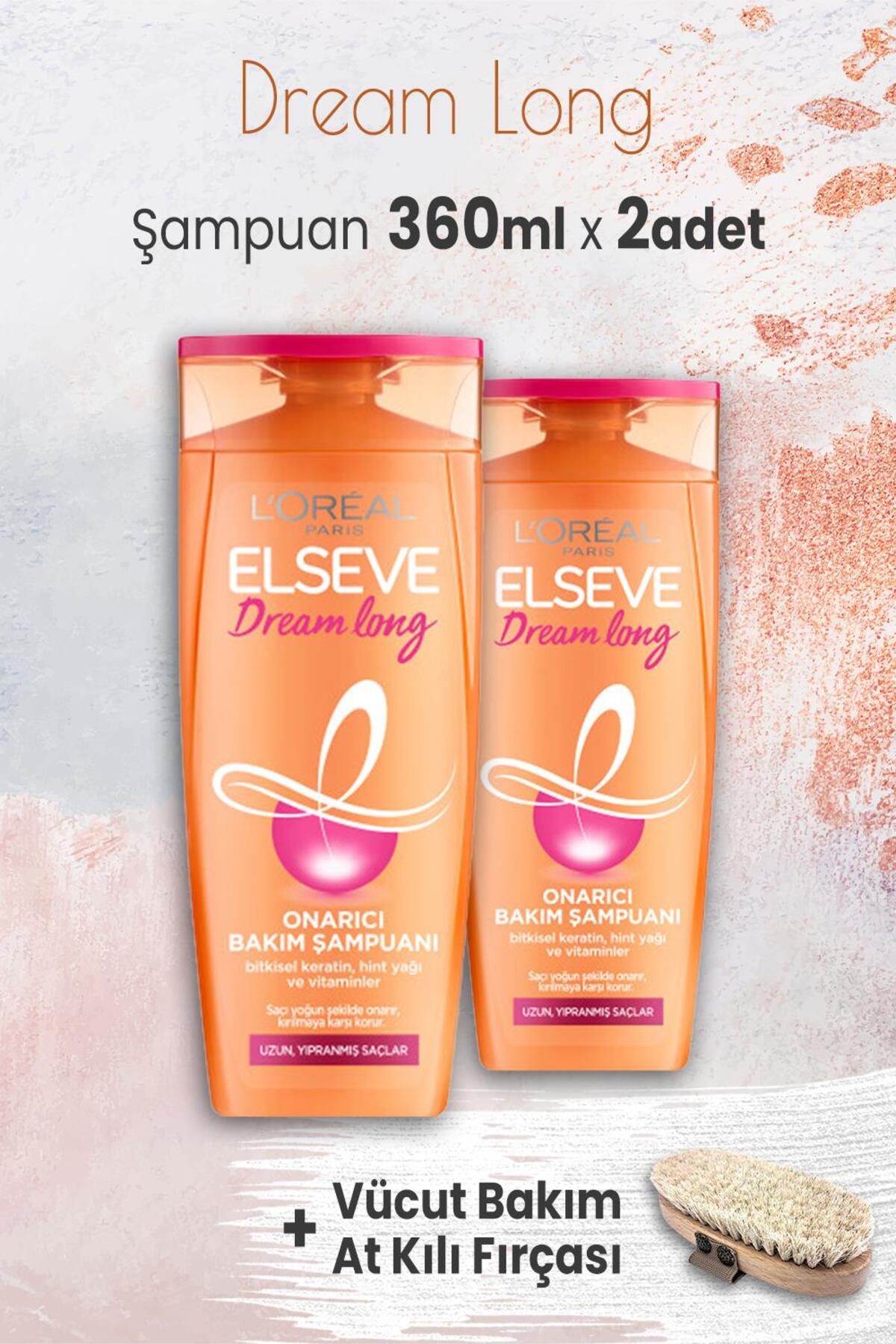 Dream Long Onarıcı Şampuan 360 ml x 2 Adet ve Vücut Bakım At Kılı Fırçası