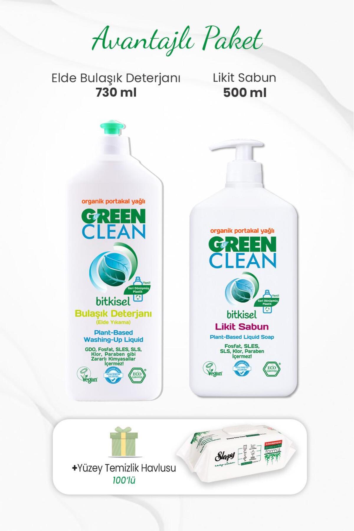 Likit Sabun 500 ml, Bulaşık Deterjanı 730 ml ve 100'lü Temizlik Havlusu
