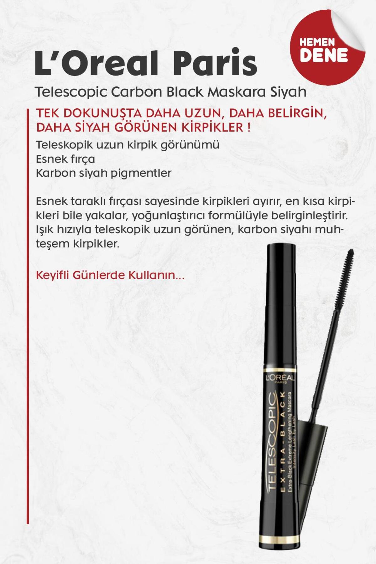 Loreal Paris Telescopic Carbon Black Maskara Siyah