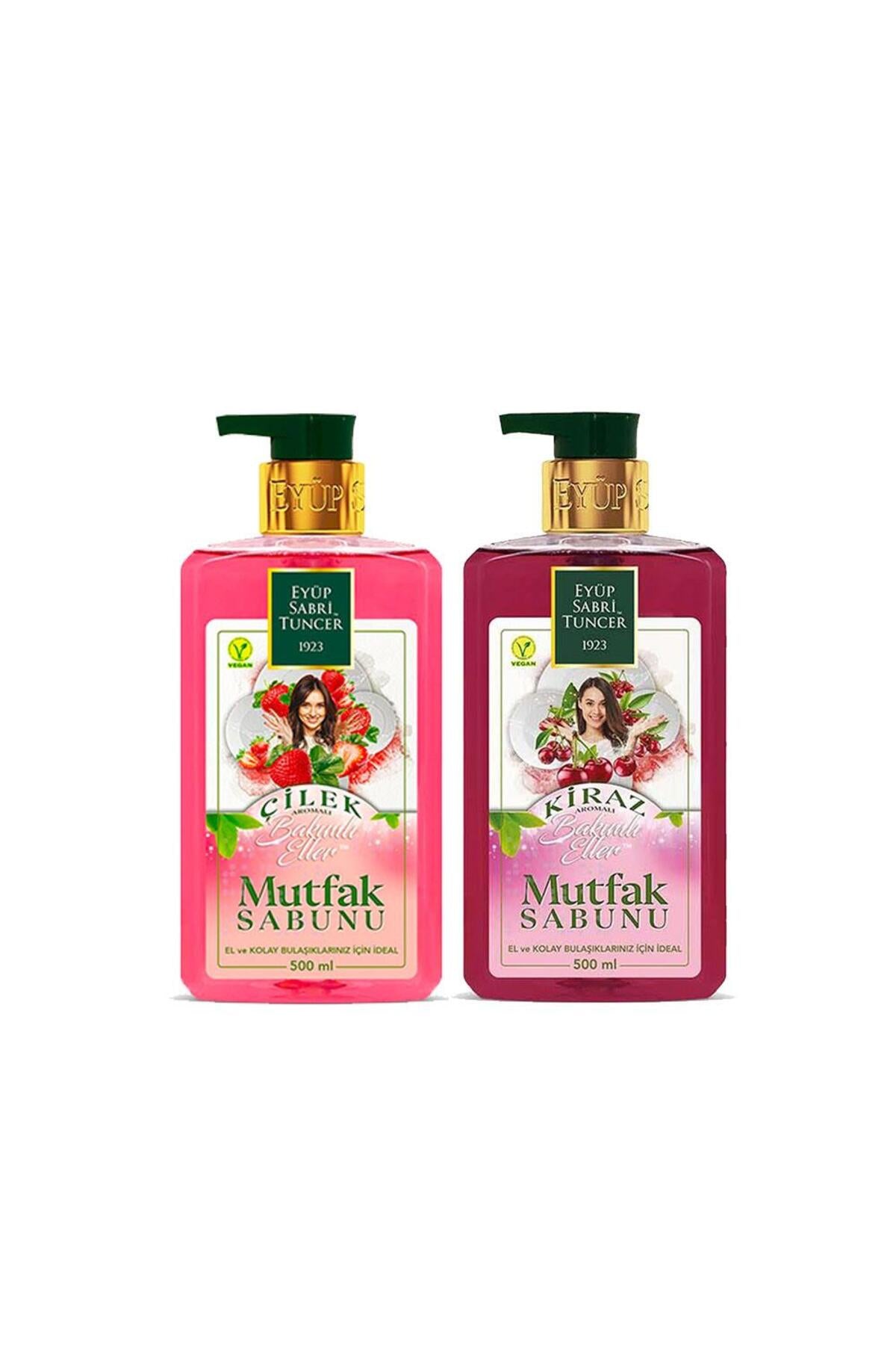 EEyüp Sabri Tuncer Mutfak Sabunu Seti Çilek Aromalı, Kiraz Aromalı 500 ml + Magic Sünger