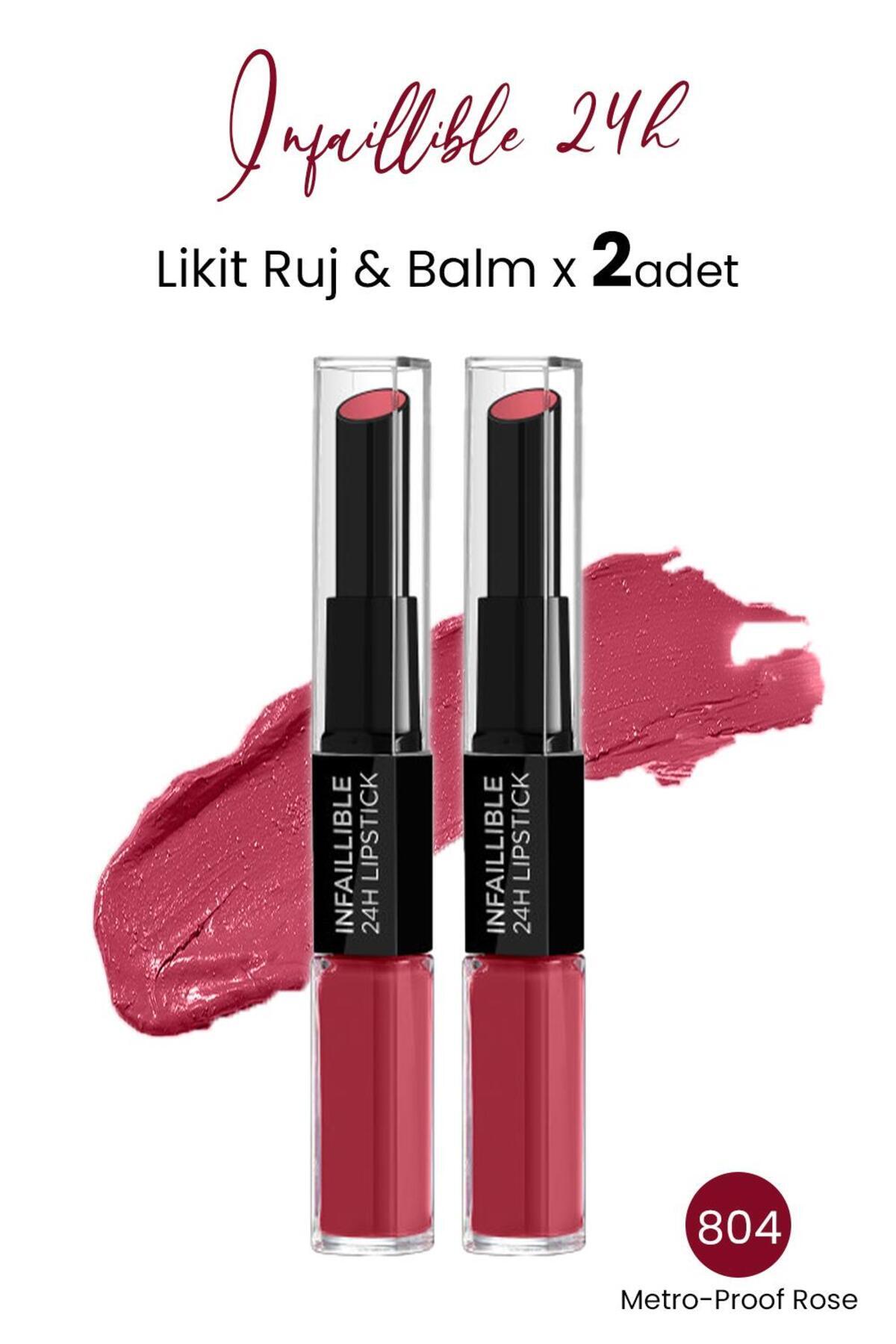 Infaillible 24h Likit Ruj & Balm 804 Metro-proof Rose X 2 Adet