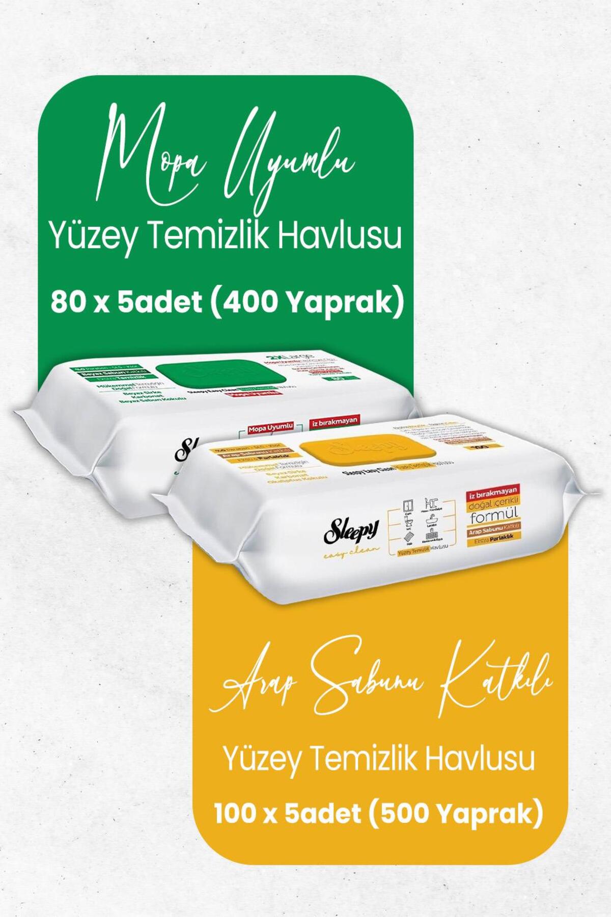 Easy Clean Mopa Uyumlu 400 Yaprak ve Arap Sabunu Katkılı 500 Yaprak Yüzey Temizlik Havlusu