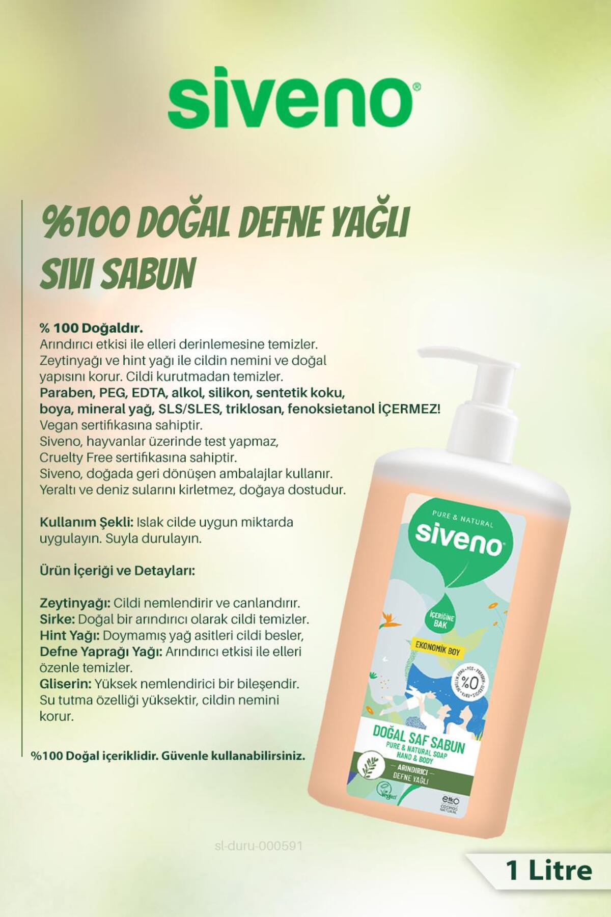 24 Al 22 Öde %100 Doğal Saf Sıvı Sabun Defne Yağlı 1 Lt Ve Pamuk