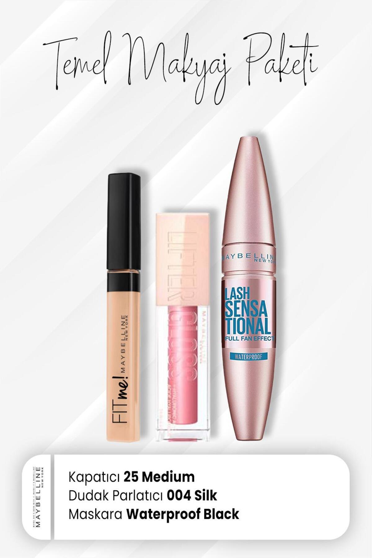 Fit Me Kapatıcı 25, Waterproof Maskara Black Ve Dudak Parlatıcı 004 Silk