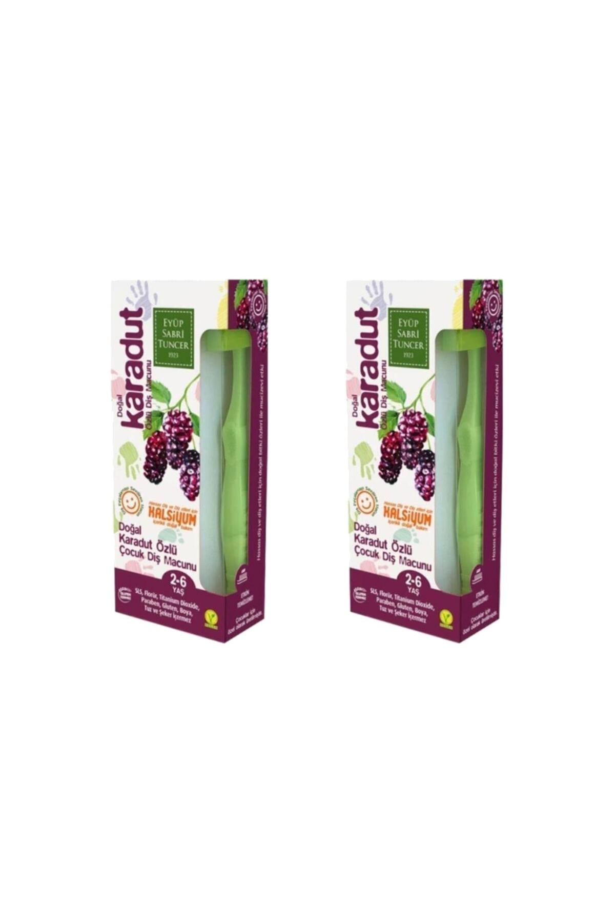 Doğal Karadut Özlü 2 - 6 Yaş Diş Macunu 60 ml + Diş Fırçası Hediyeli x 2 Adet