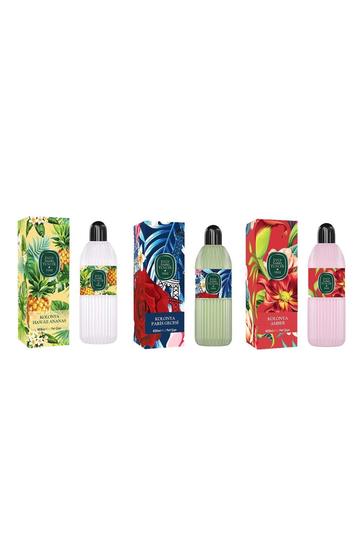 Kolonya Hawaii Ananas, Paris Gecesi ve Amber Pet Şişe 400 ml