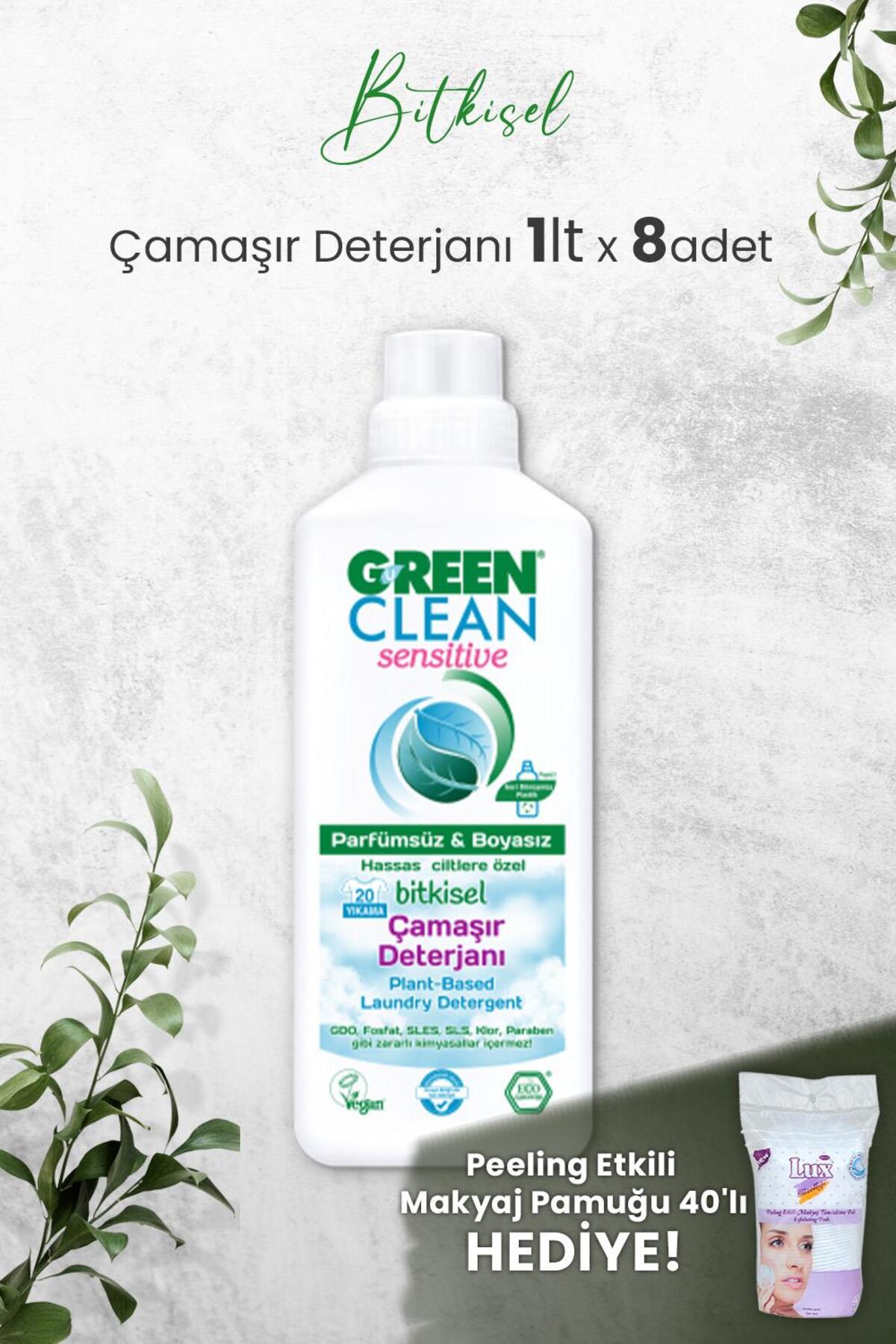 Sensıtıve Kokusuz Çamaşır Deterjanı 1 L x 8 Adet ve Lux Peeling Etkili Makyaj Pamuğu 40' lı