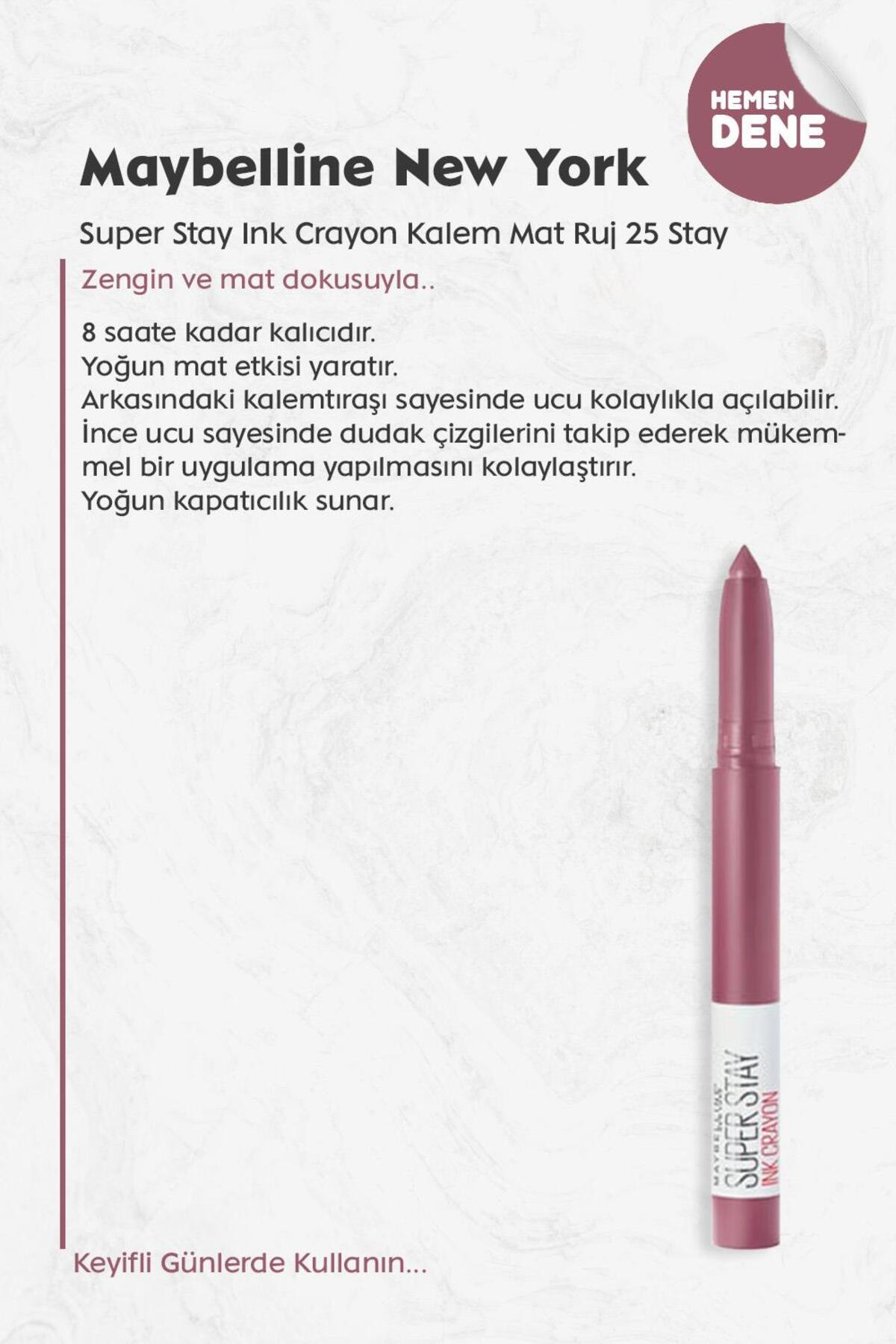 Super Stay Ink Crayon Mat Kalem Ruj 25