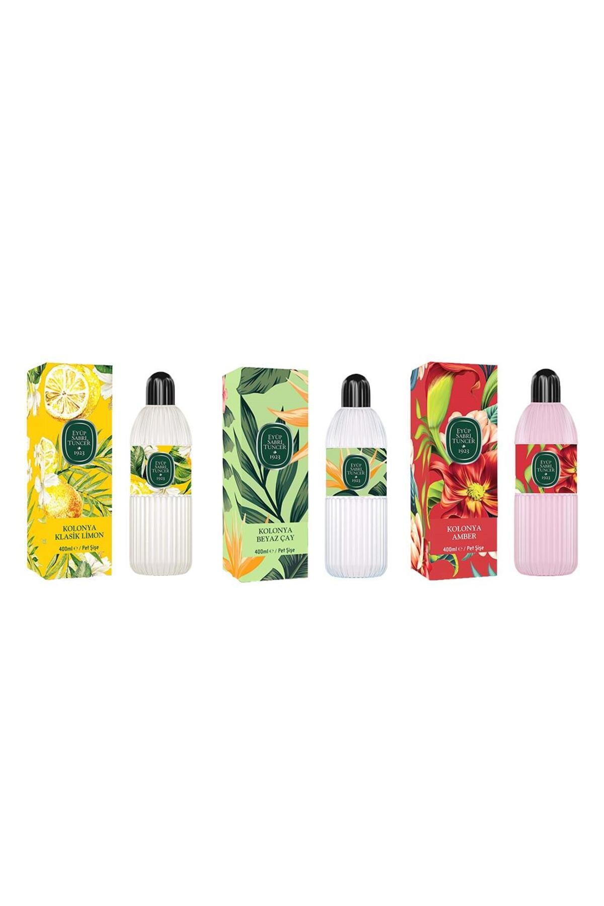 Kolonya Klasik Limon, Beyaz Çay ve Amber Pet Şişe 400 ml