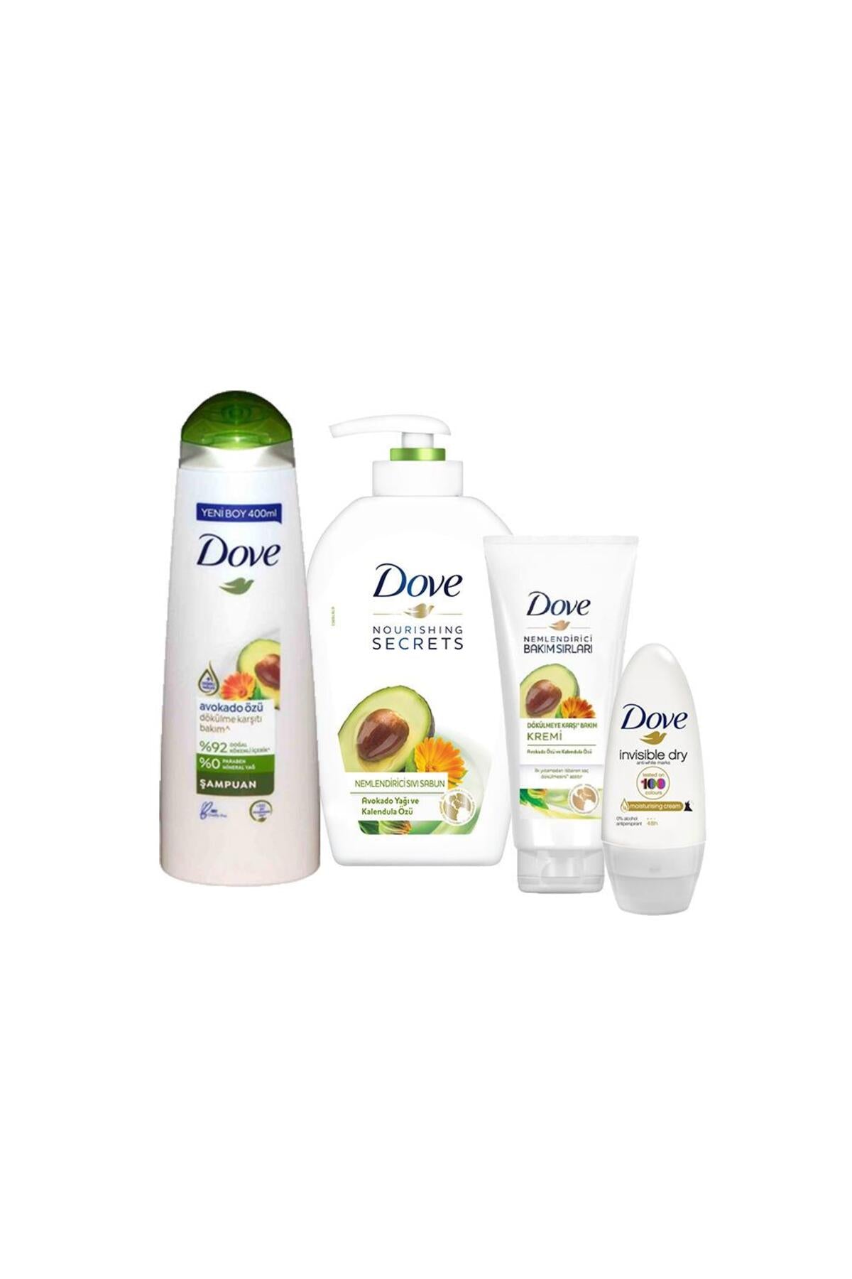 Avokado Yağlı Sıvı Sabun, Şampuan, Saç Kremi ve Invisible Dry Roll-On