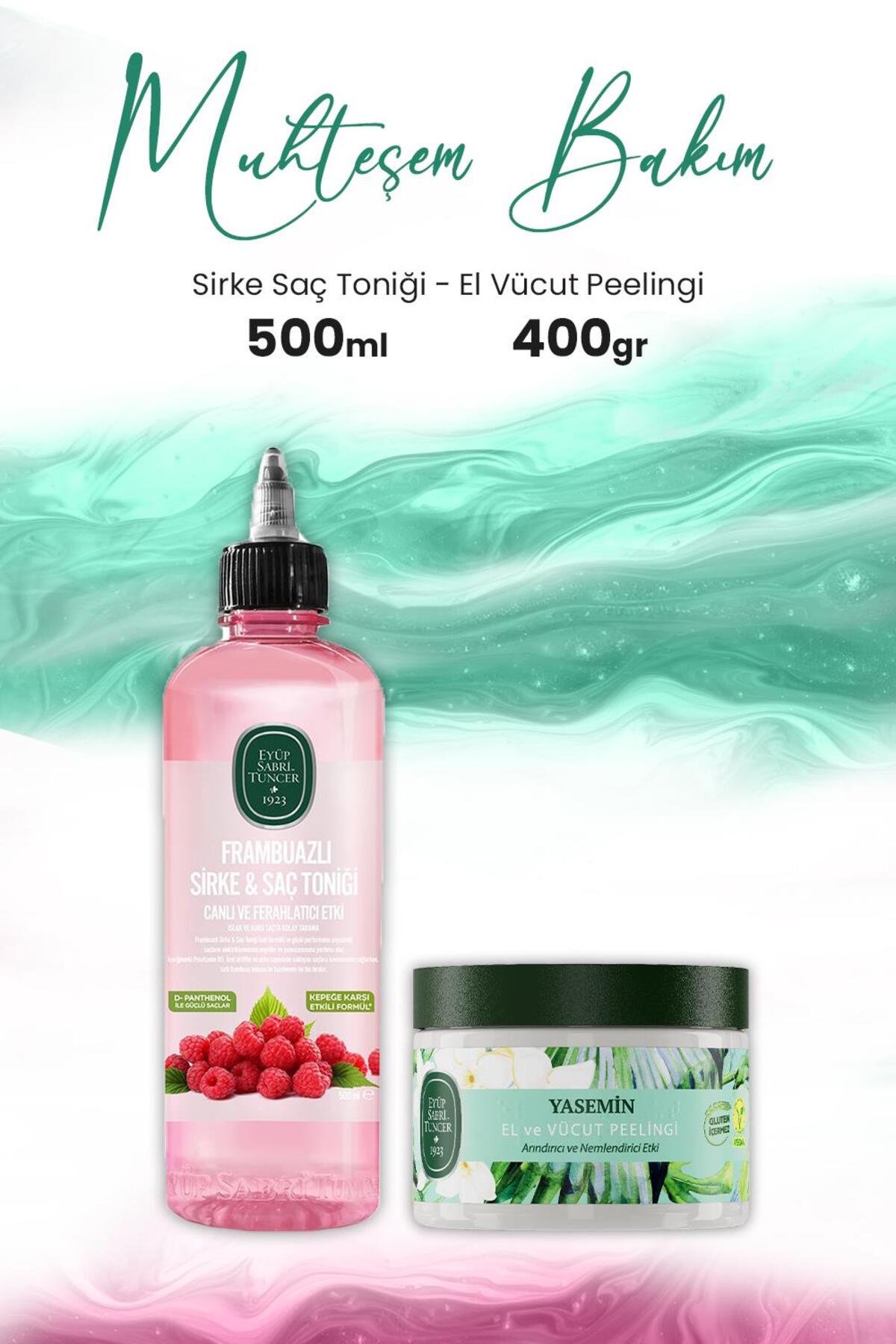 El Vücut Peelingi Yasemin 400 gr ve Frambuazlı Sirke Saç Toniği 500 ml