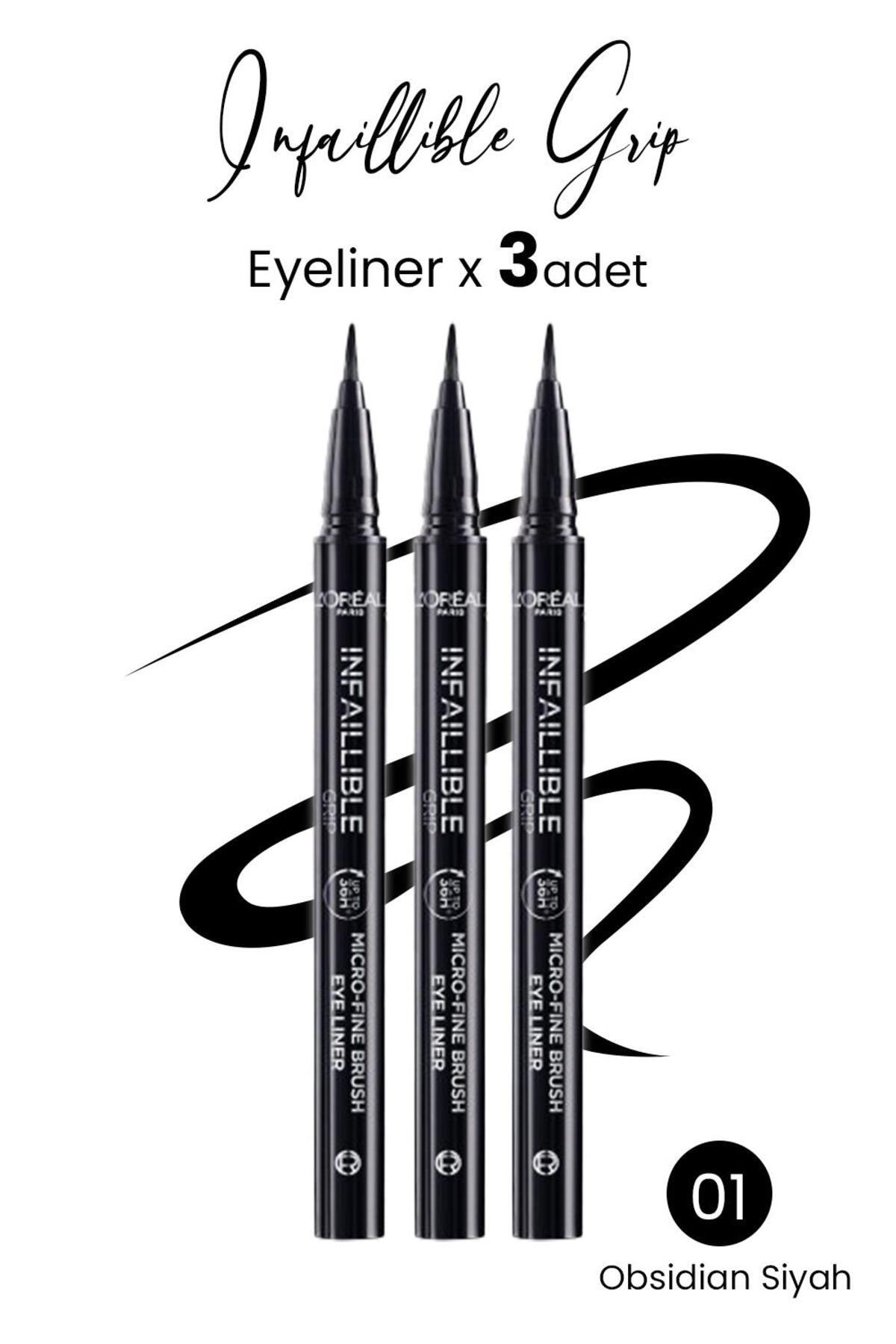 Infaillible Grip Eyeliner 01 Obsidian - Siyah X 3 Adet