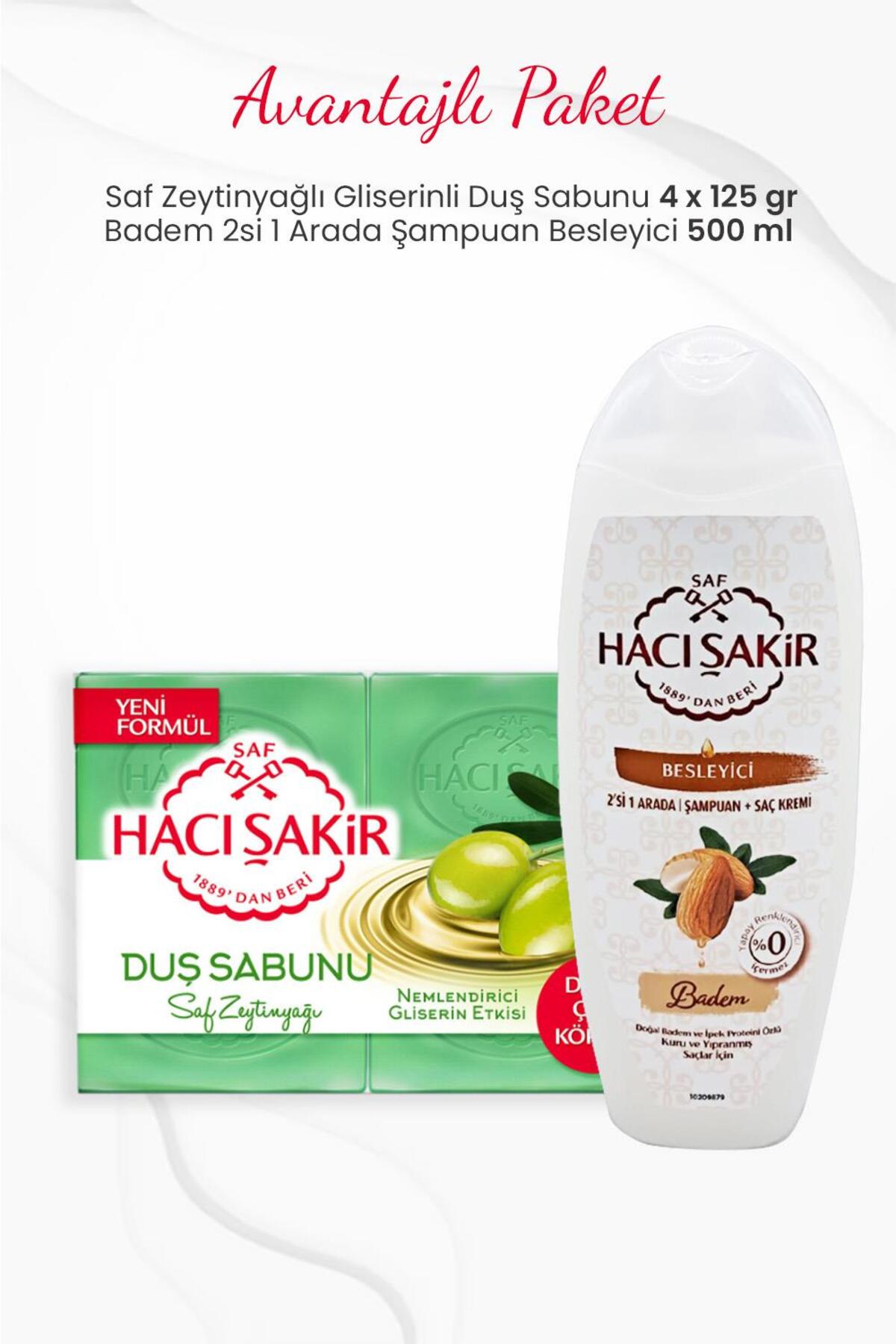4'lü Saf Zeytinyağlı Duş Sabunu ve Badem 2si 1 Arada Şampuan 500 ml