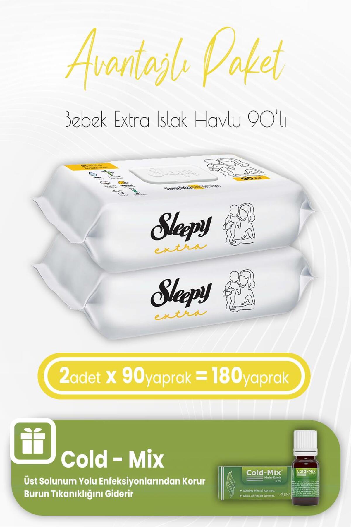 Extra Islak Bebek Havlusu 90 Adet x 2 Adet ve Cold-Mix 10 ml (Yeşil)
