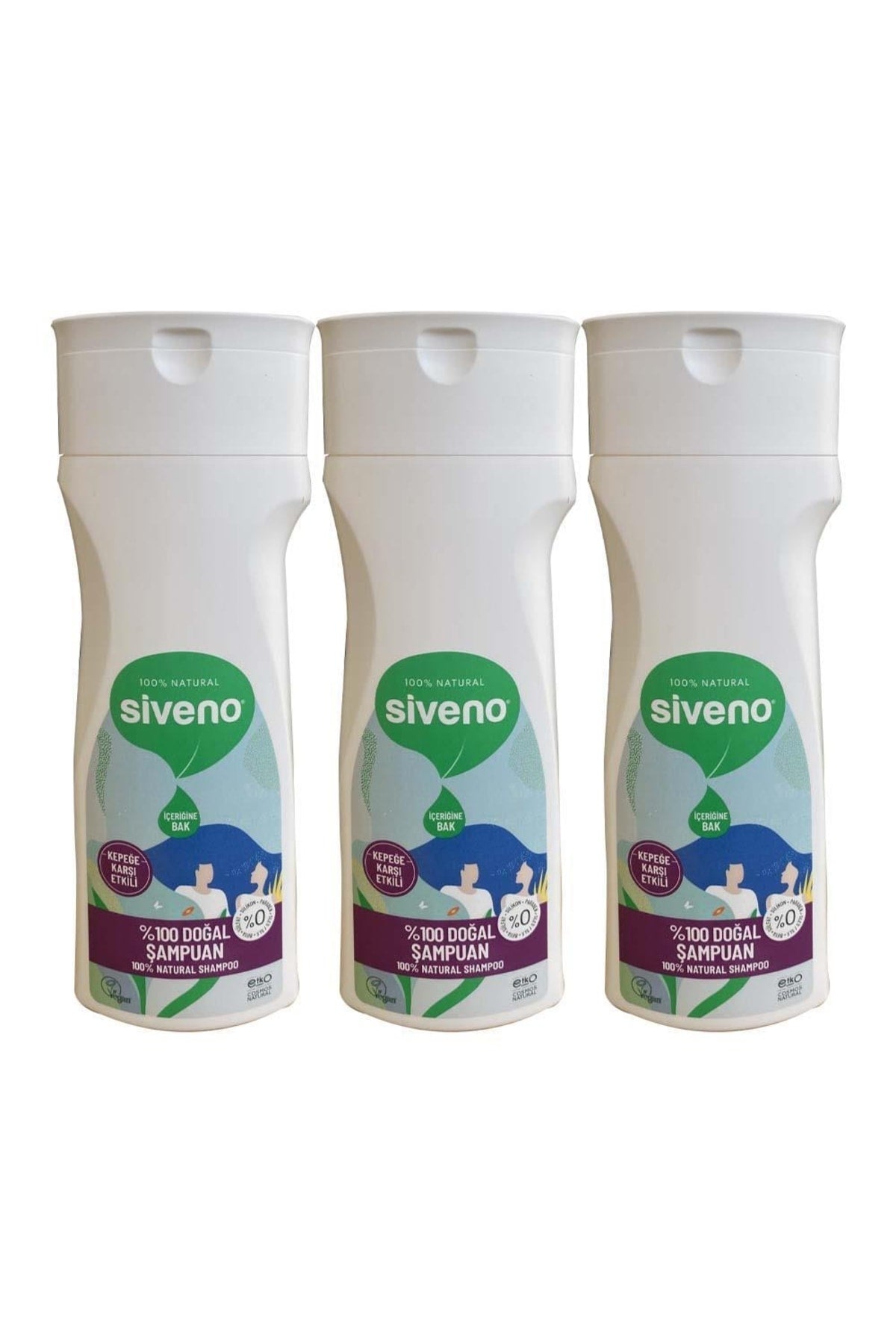 %100 Doğal Kepeğe Karşı Etkili Şampuan Yağlı Saçlar Çay Ağacı Keklik Üzümü Vegan 300 ml X 3 Adet