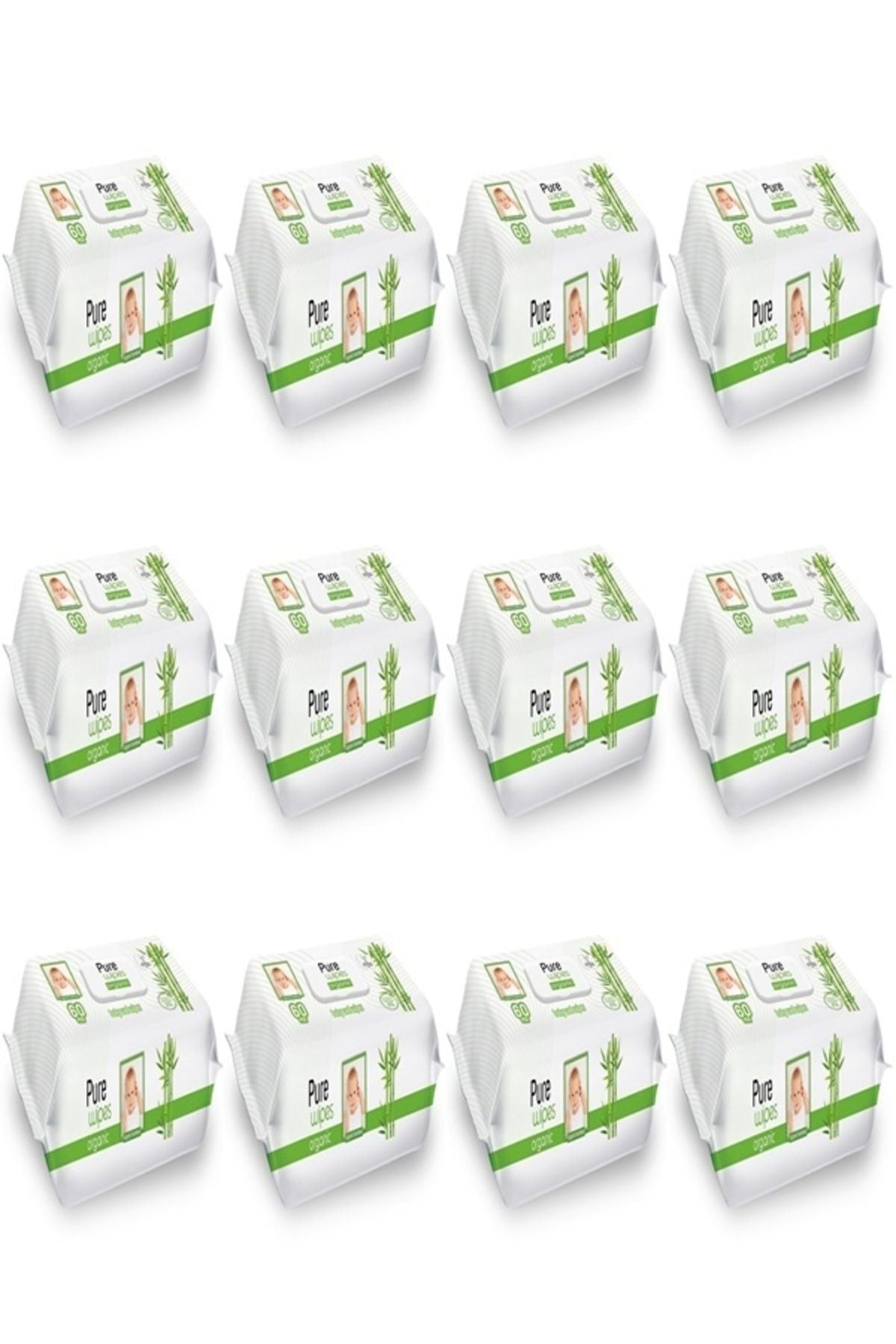 Wipes Organik Bambu Özlü Islak Havlu 60'lı X 12 Li