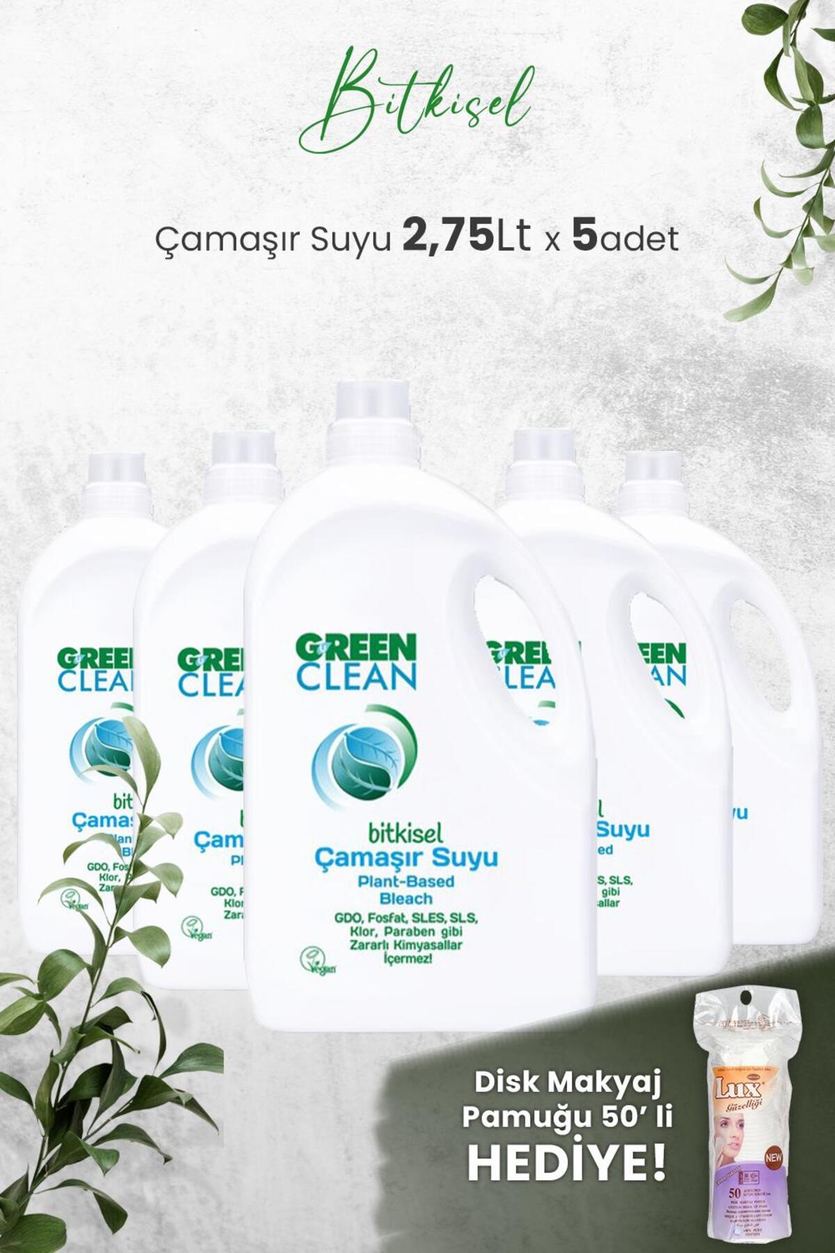 Bitkisel Çamaşır Suyu 2,75 Lt x 5 Adet ve Hediyeli
