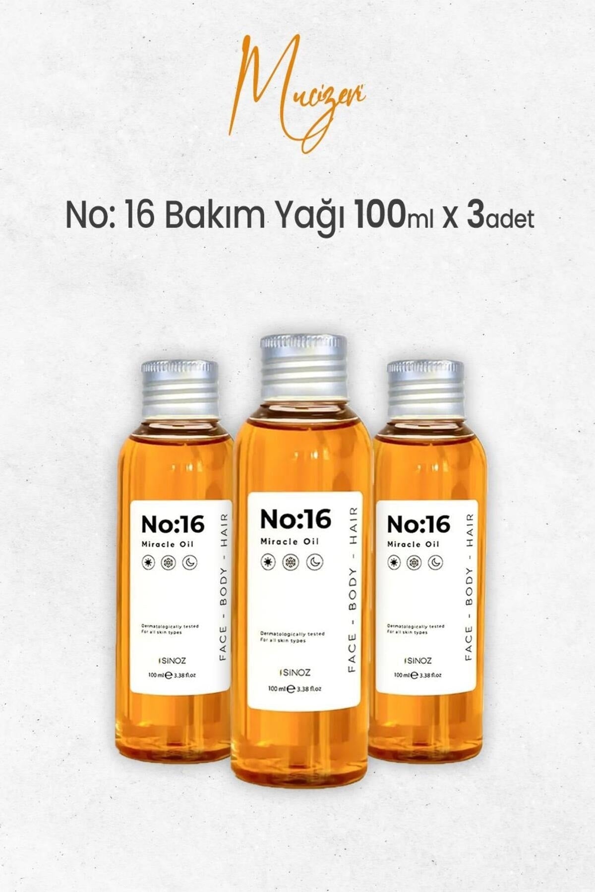 No:16 Nemlendirici ve Işıltı Verici Mucizevi Bakım Yağı 100 ml x 3 Adet