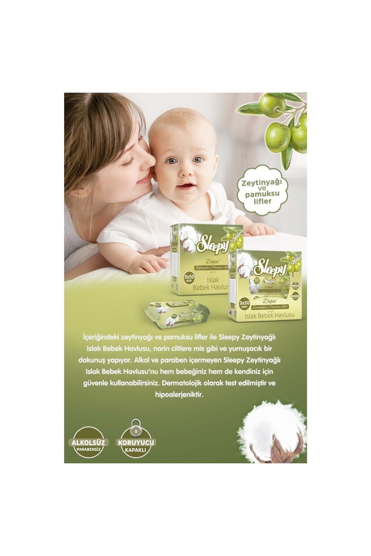 Islak Havlu 90 Yaprak 20 Li Pamuk&zeytinyağlı