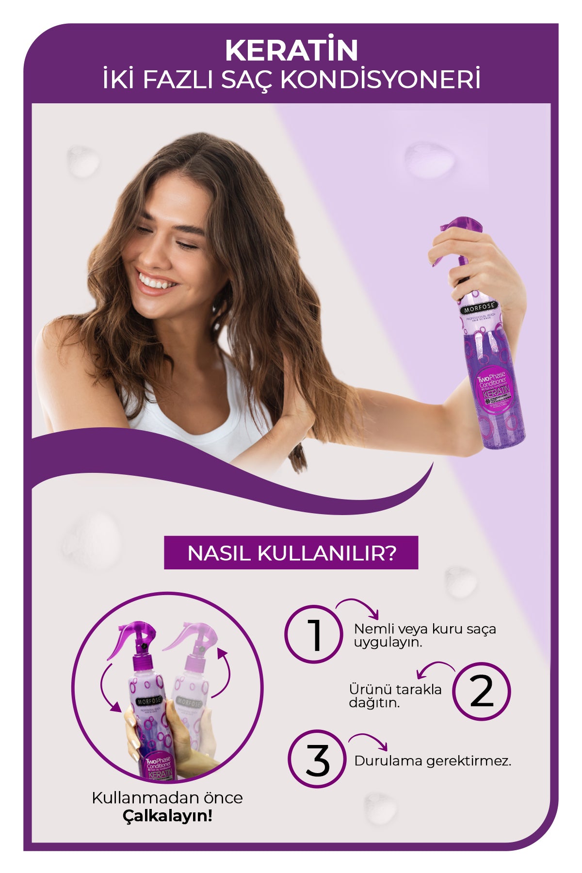 Keratin Içerikli Fön Suyu Mor 400 Ml