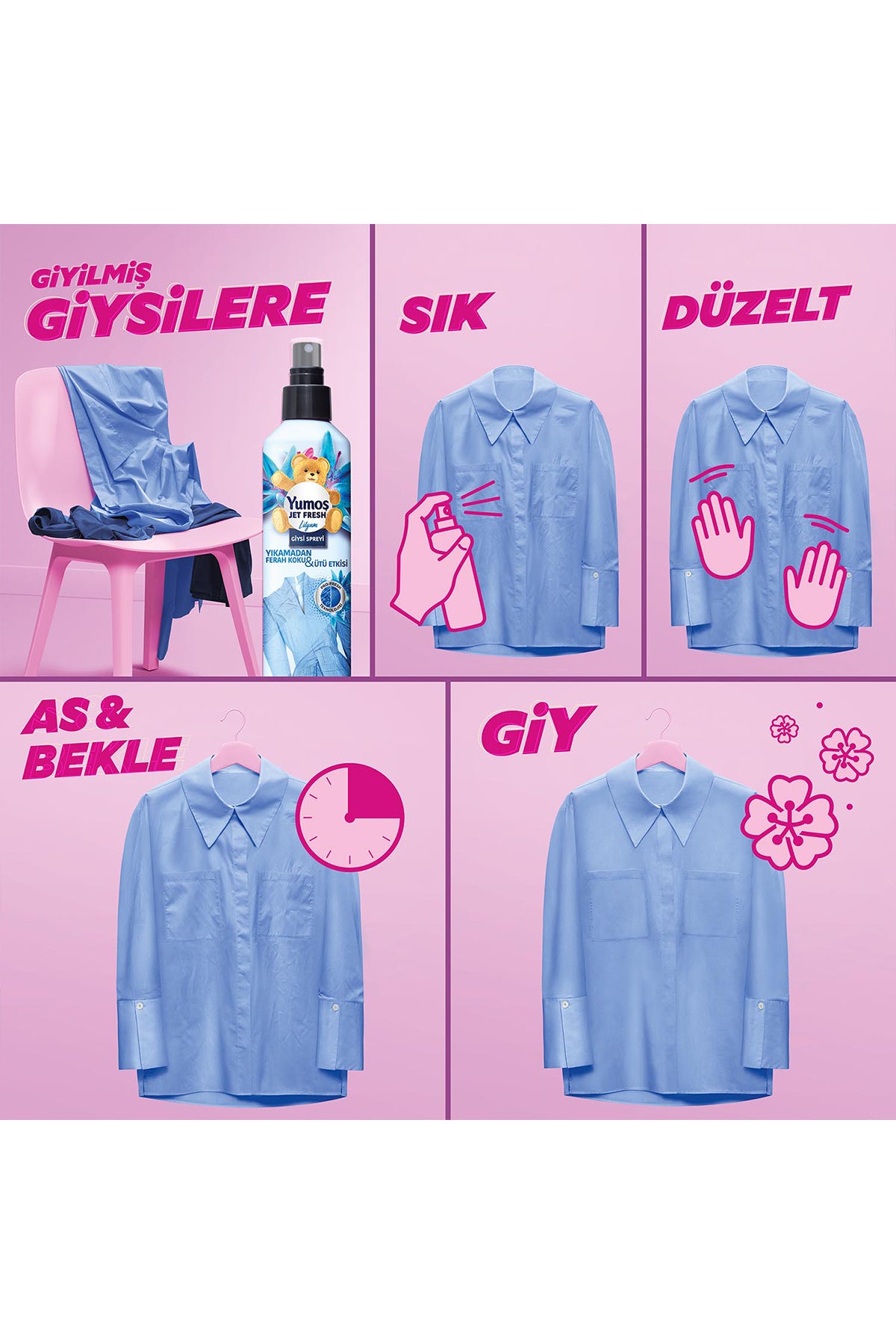 Jet Fresh Giysi Spreyi Lilyum 200 ml 1 Adet Jet Fresh Giysi Spreyi Orkide 200 ml
