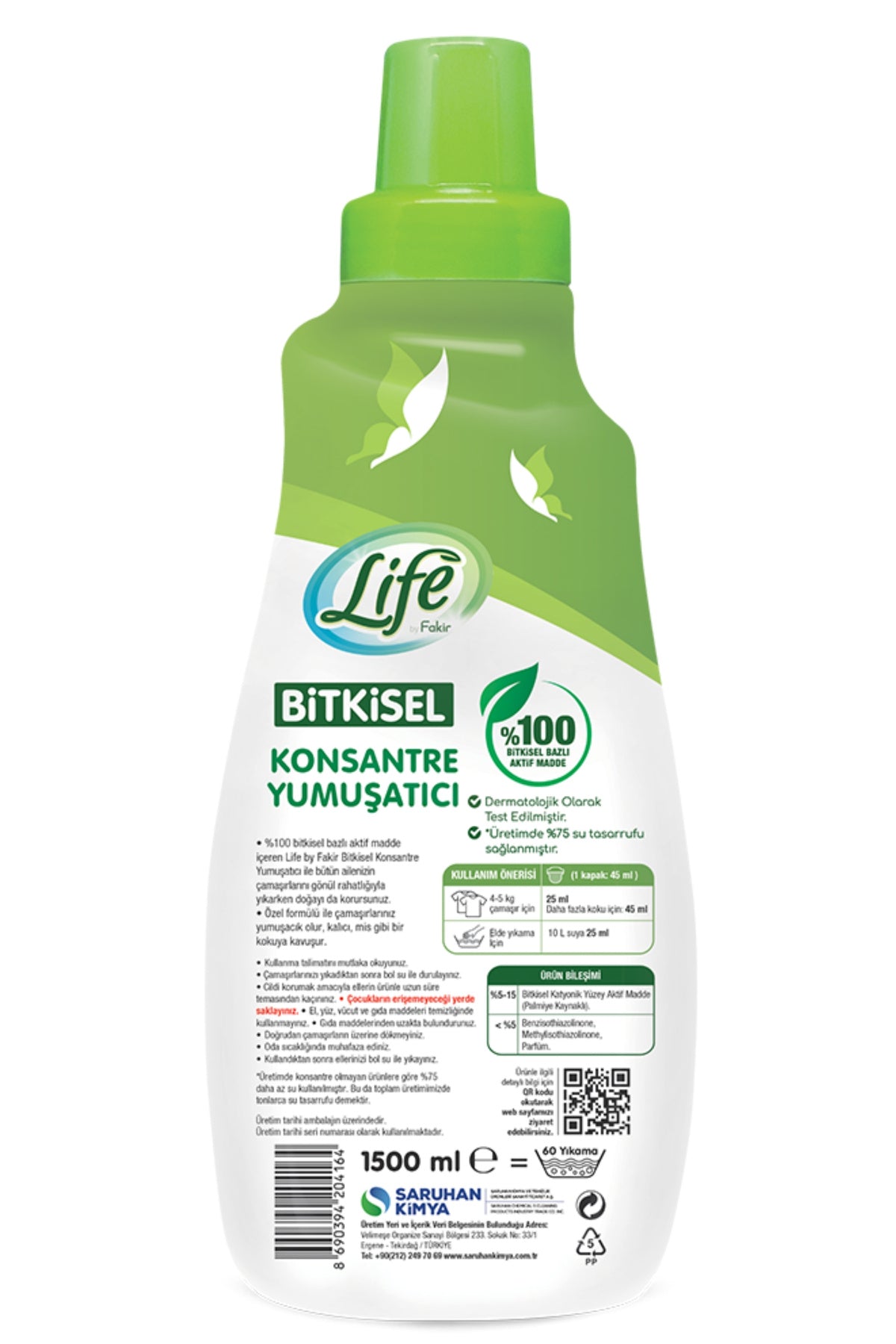 Bitkisel Bazlı Vegan Konsantre Çamaşır Yumuşatıcısı 1500 ml - %100 Doğal Temizlik