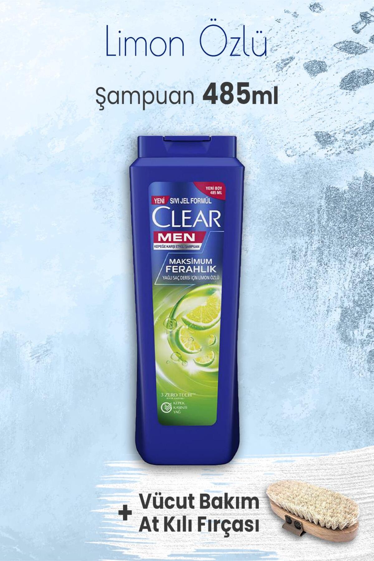 Men Şampuan Maksimum Ferahlık 485 ml ve Vücut Bakım At Kılı Fırçası