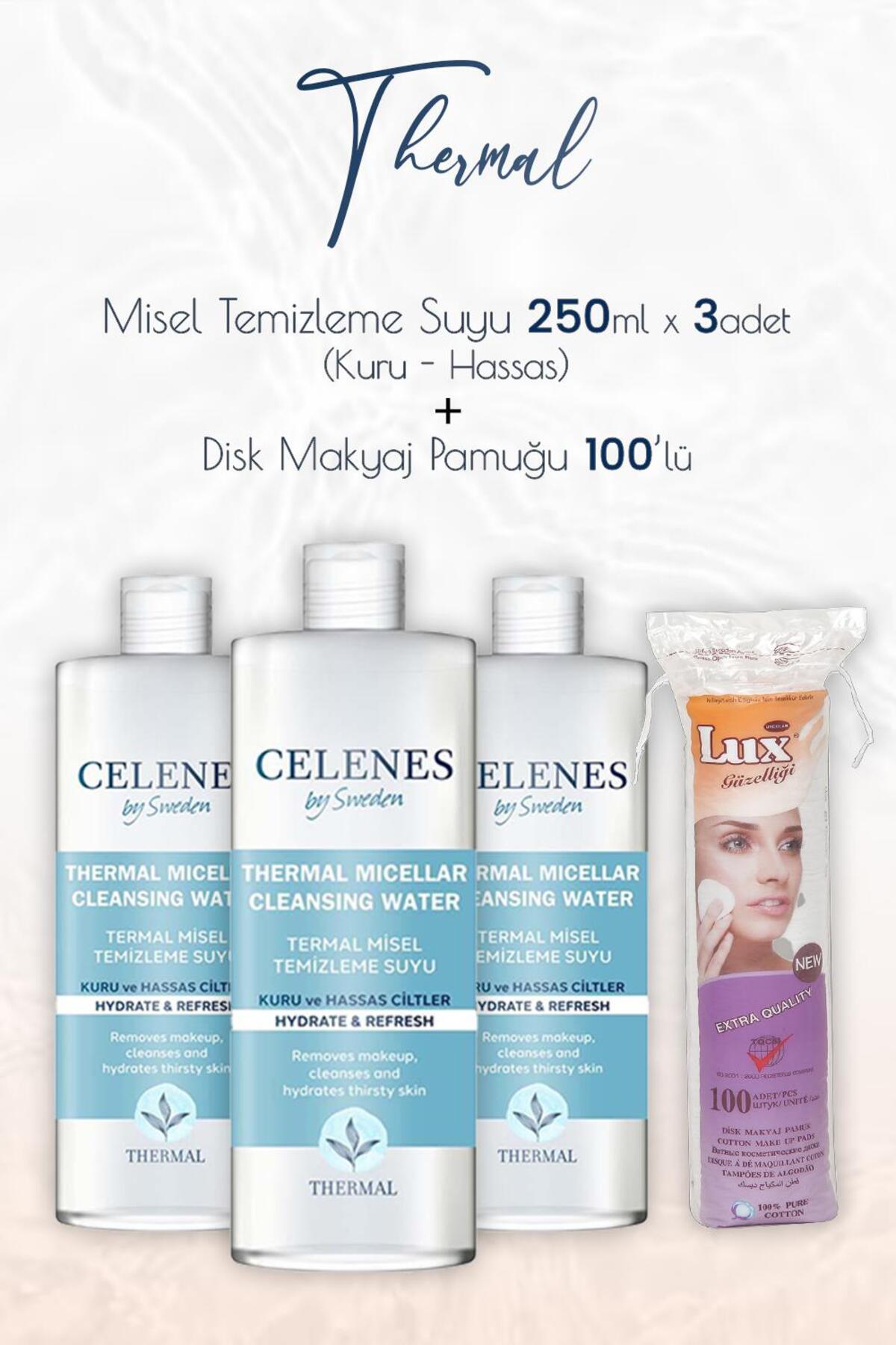 By Sweden Thermal Temizleme Suyu Kuru Hassas 250 ml x 3 Adet ve Disk Pamuk 100'lü