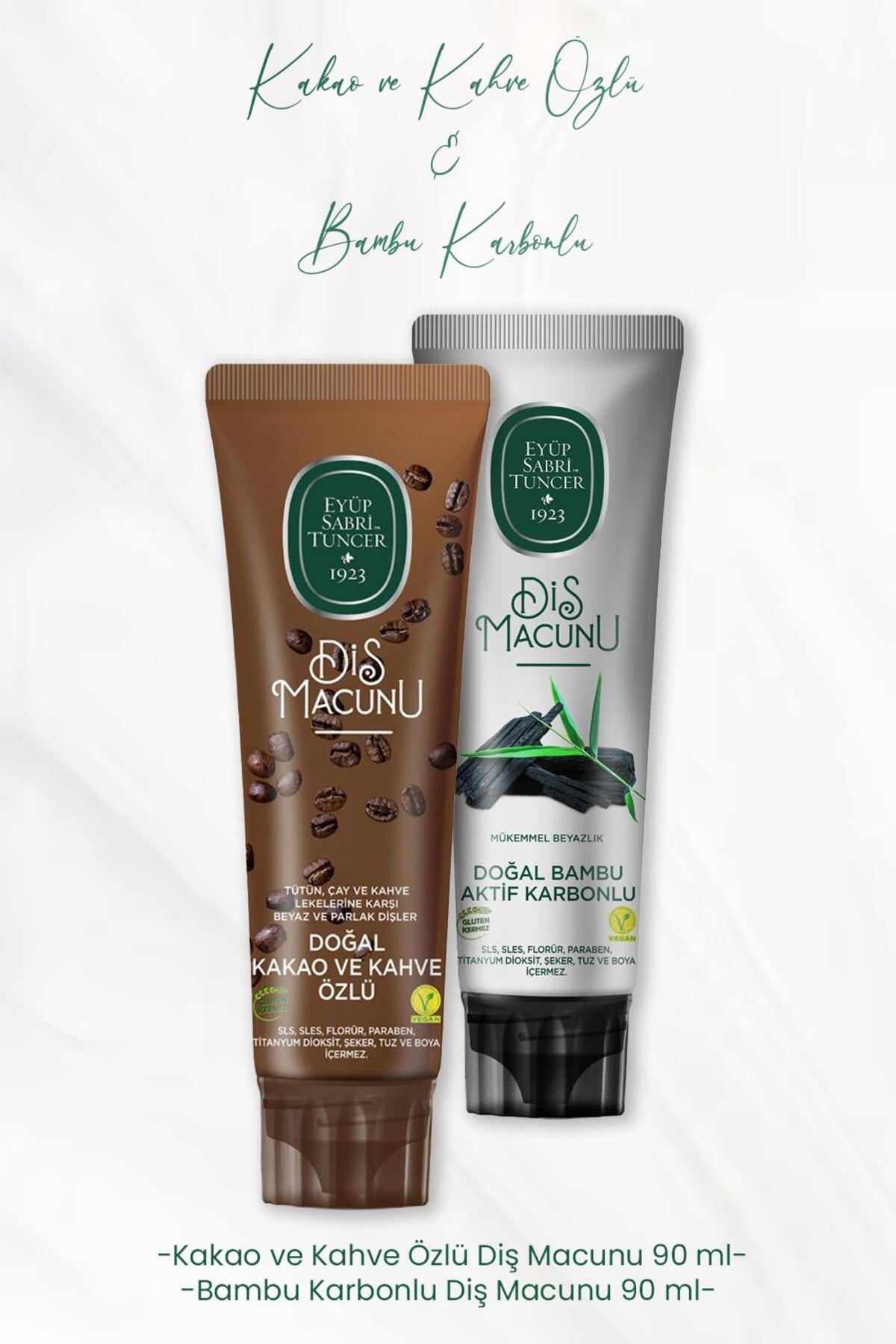 Diş Macunu Kakao ve Kahve Özlü 90 ml ve Bambu Karbonlu 90 ml