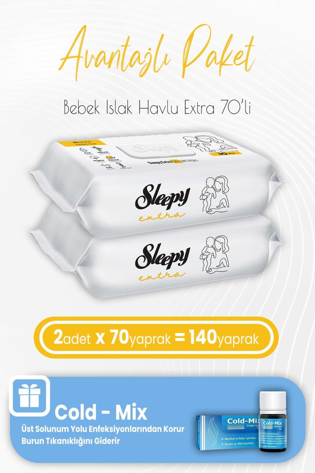Extra Islak Bebek Mendil 70 Adet X 2 Adet Ve Cold-mix 5 ml (MAVİ)