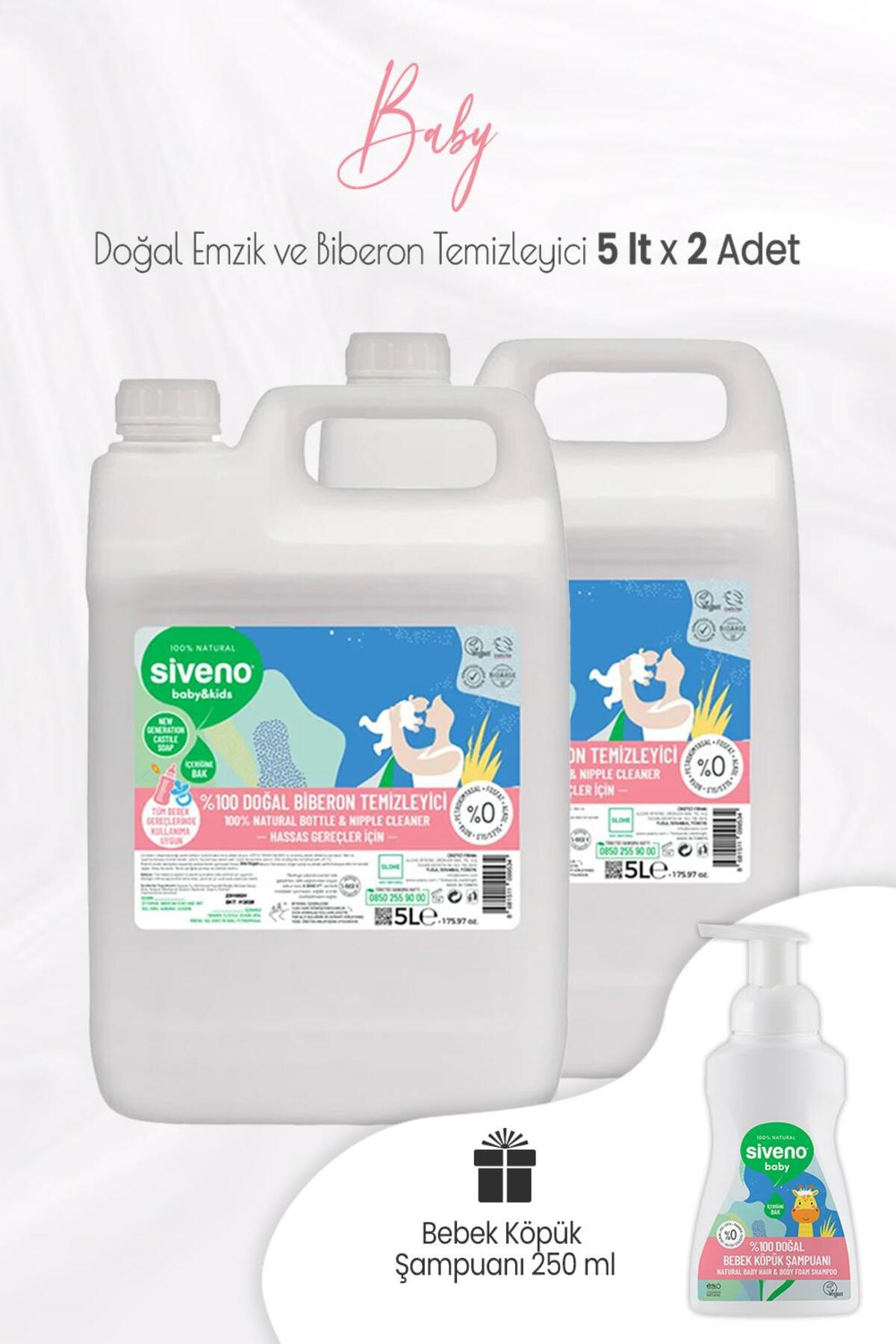 Baby Doğal Biberon Temizleyici 5 Lt X 2 Adet Ve Köpük Şampuanı 250 ml