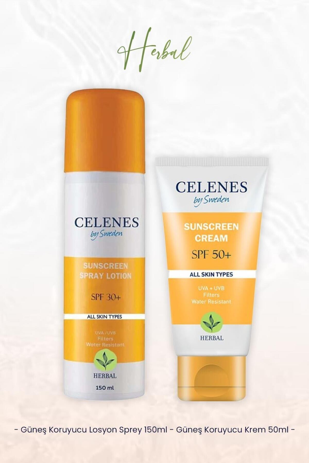 By Sweden Celenes Herbal Güneş Koruyucu Losyon Sprey 30SPF 150 ml ve Güneş Koruma Kremi 50 S