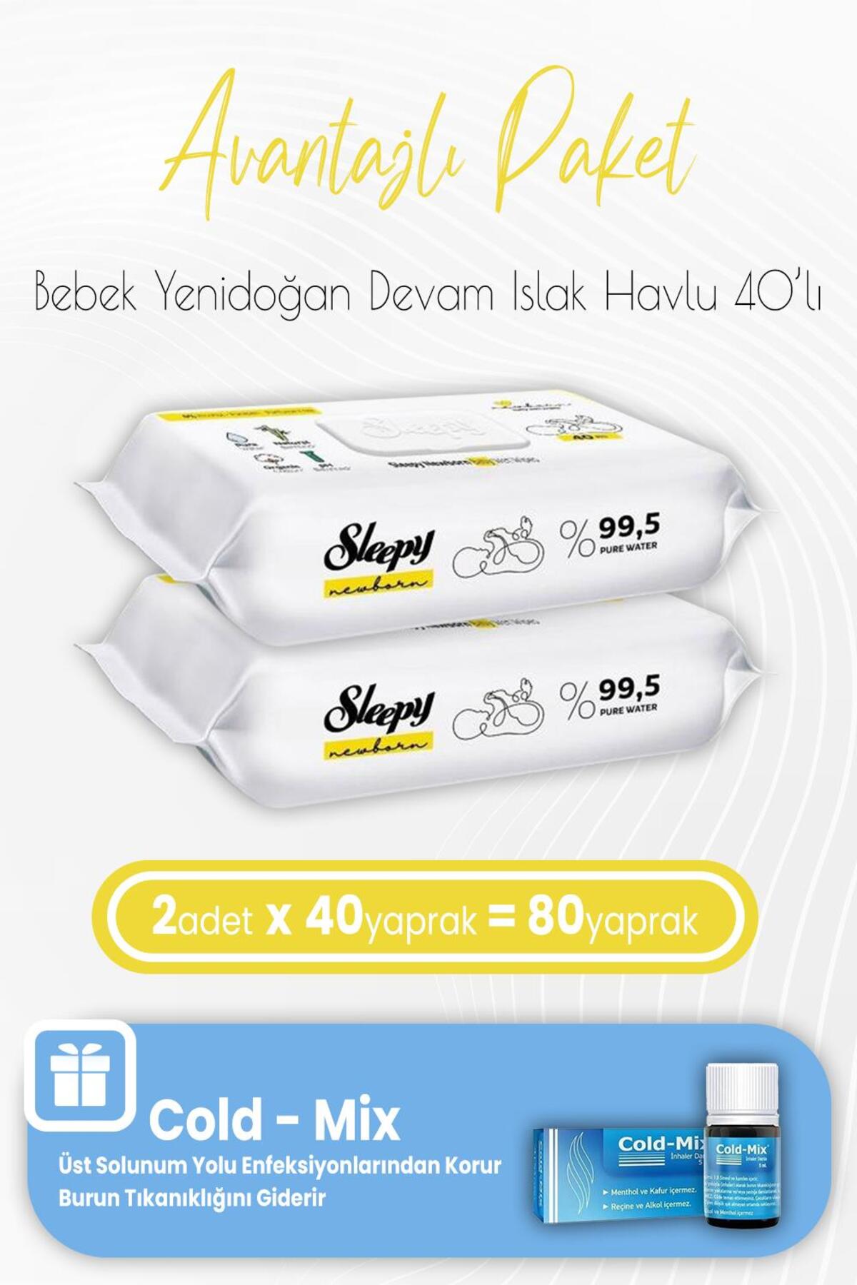 Yenidoğan Devam Islak Bebek Havlusu 40 x 2 (80 Yaprak) ve İnhaler Damla