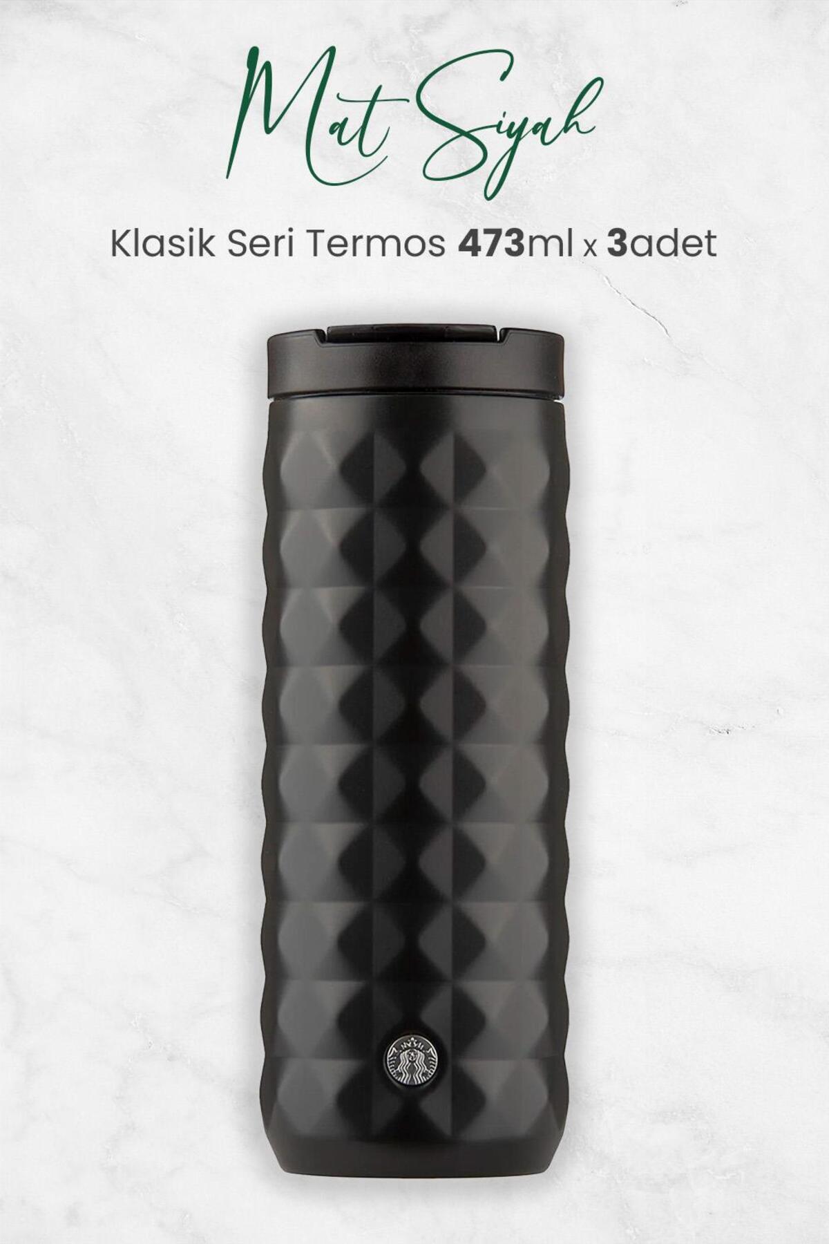 Mat Siyah Klasik Seri Termos 473 ml x 3 Adet