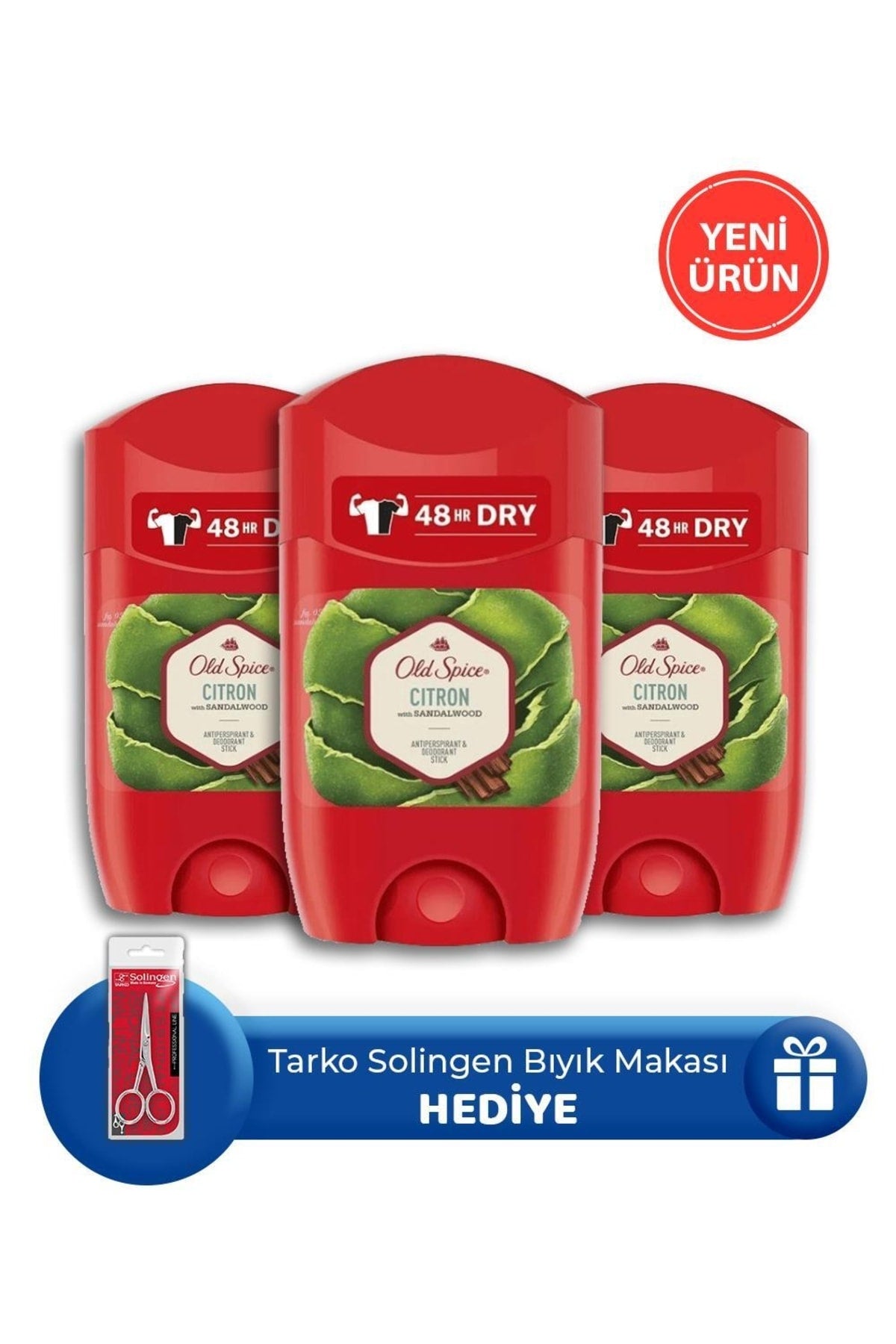 Citron Deodorant Stick 50 Ml - 3 Adet, Bıyık Makası Hediye