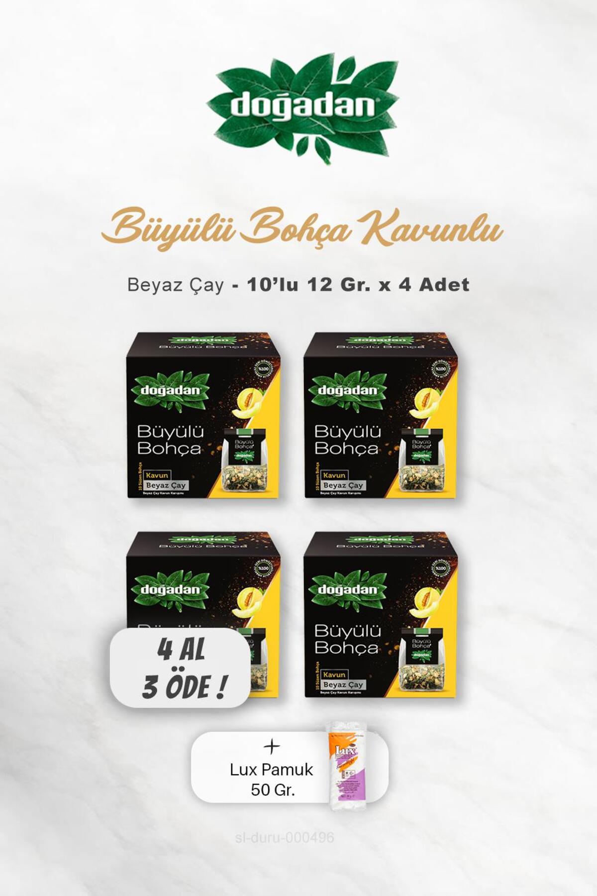 4 AL 3 ÖDE Büyülü Bohça Beyaz Çay Kavun 10'lu, Pamuk