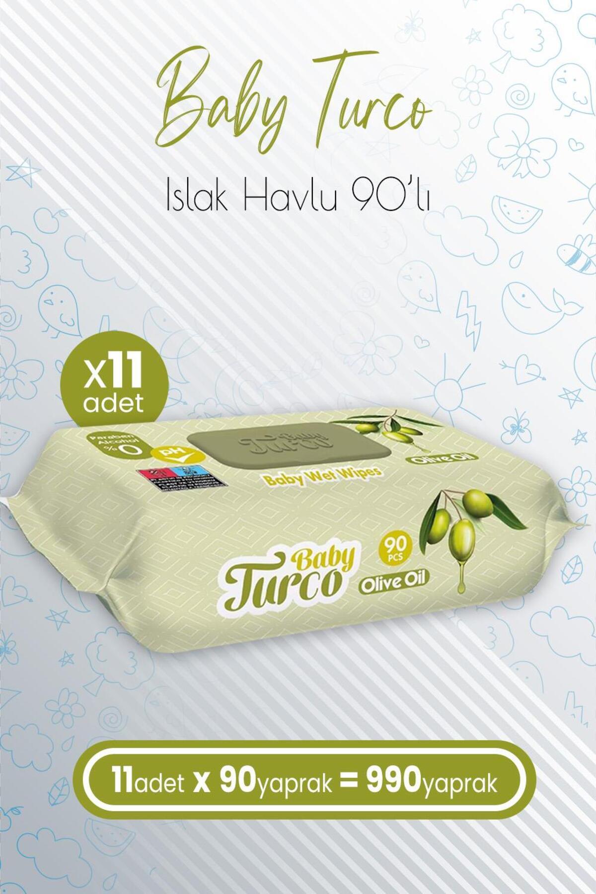 Bebek Islak Havlu Olive Oil 90' lı x 11 Adet (990 Yaprak)
