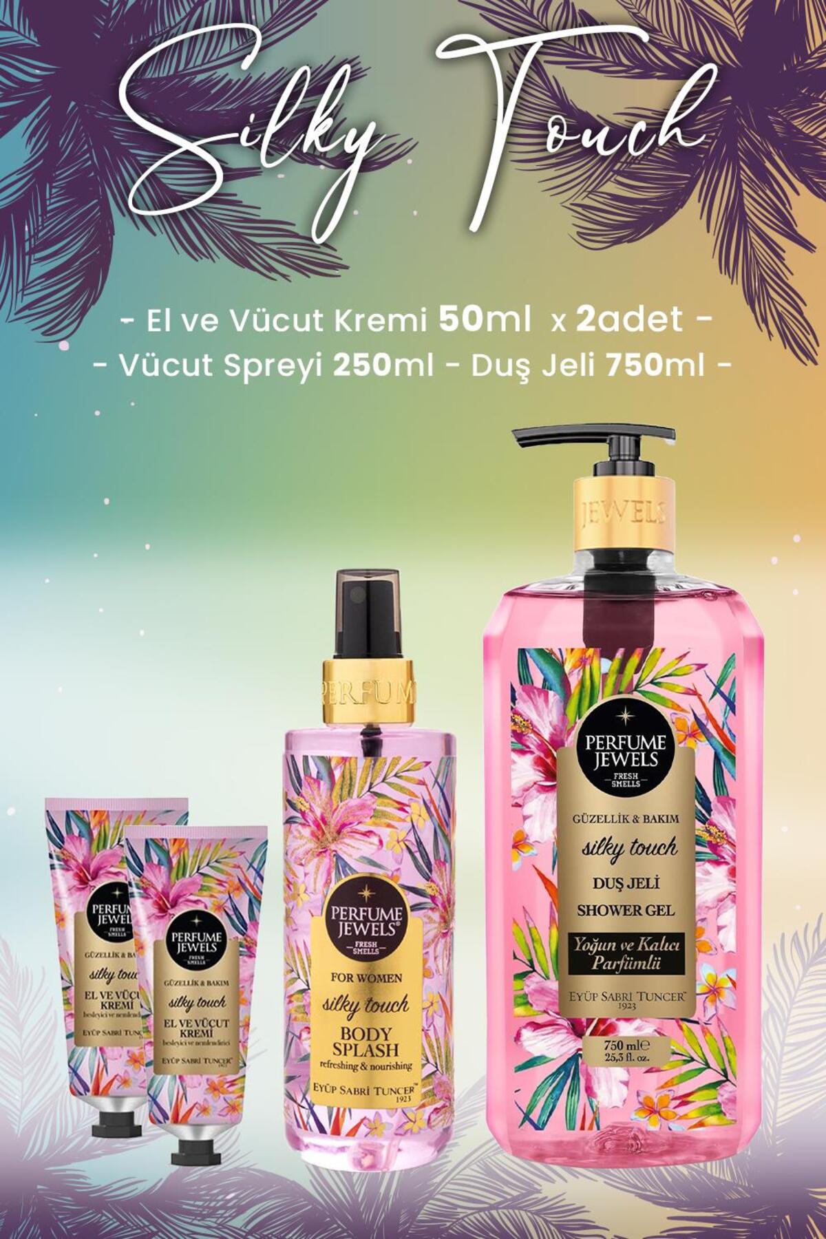 Silky Touch Vücut Spreyi 250 ml, Duş Jeli 750 ml ve Krem 50 ml x 2 Adet