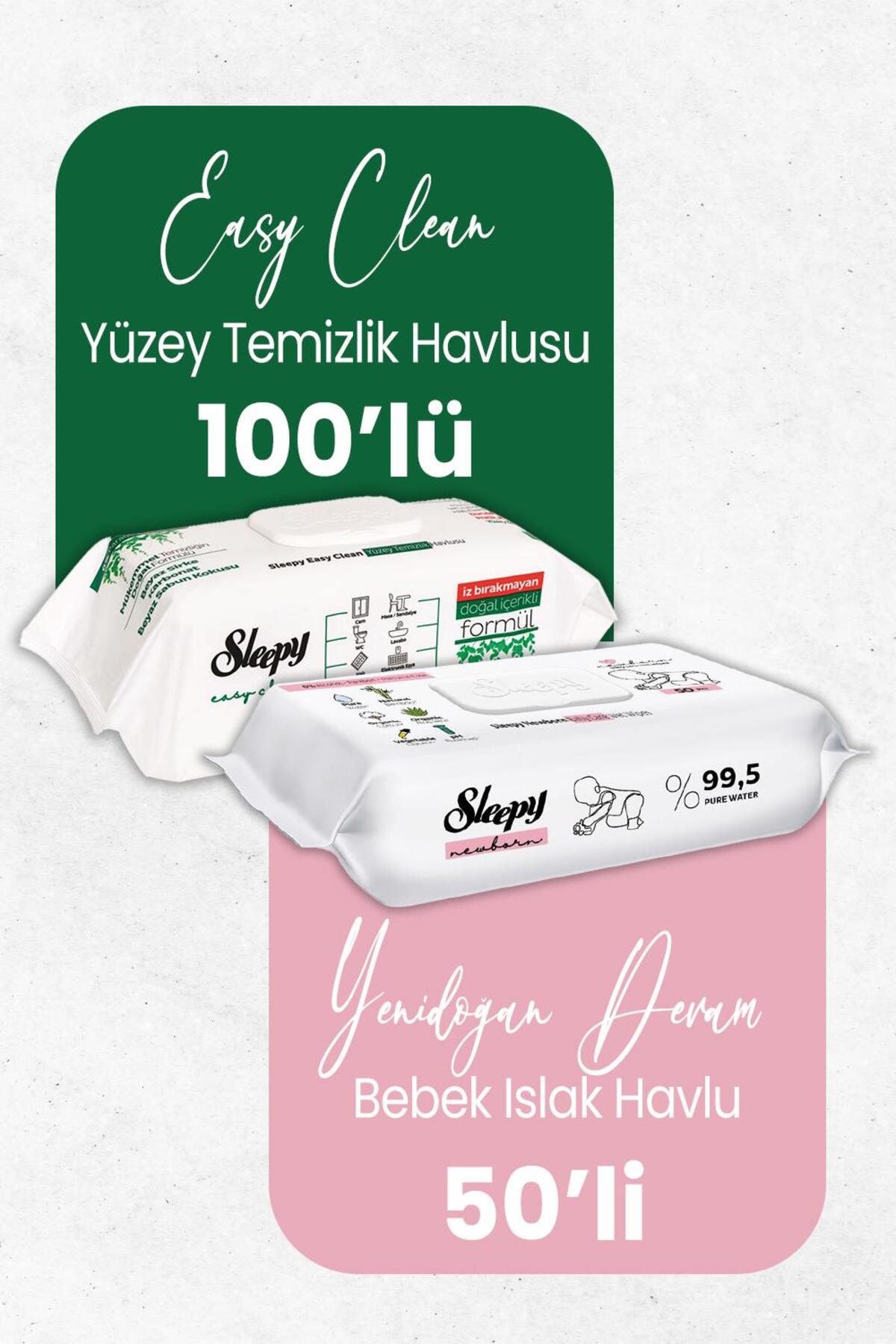Yenidoğan Islak Bebek Havlusu 50'li ve Temizlik Havlusu 100' lü