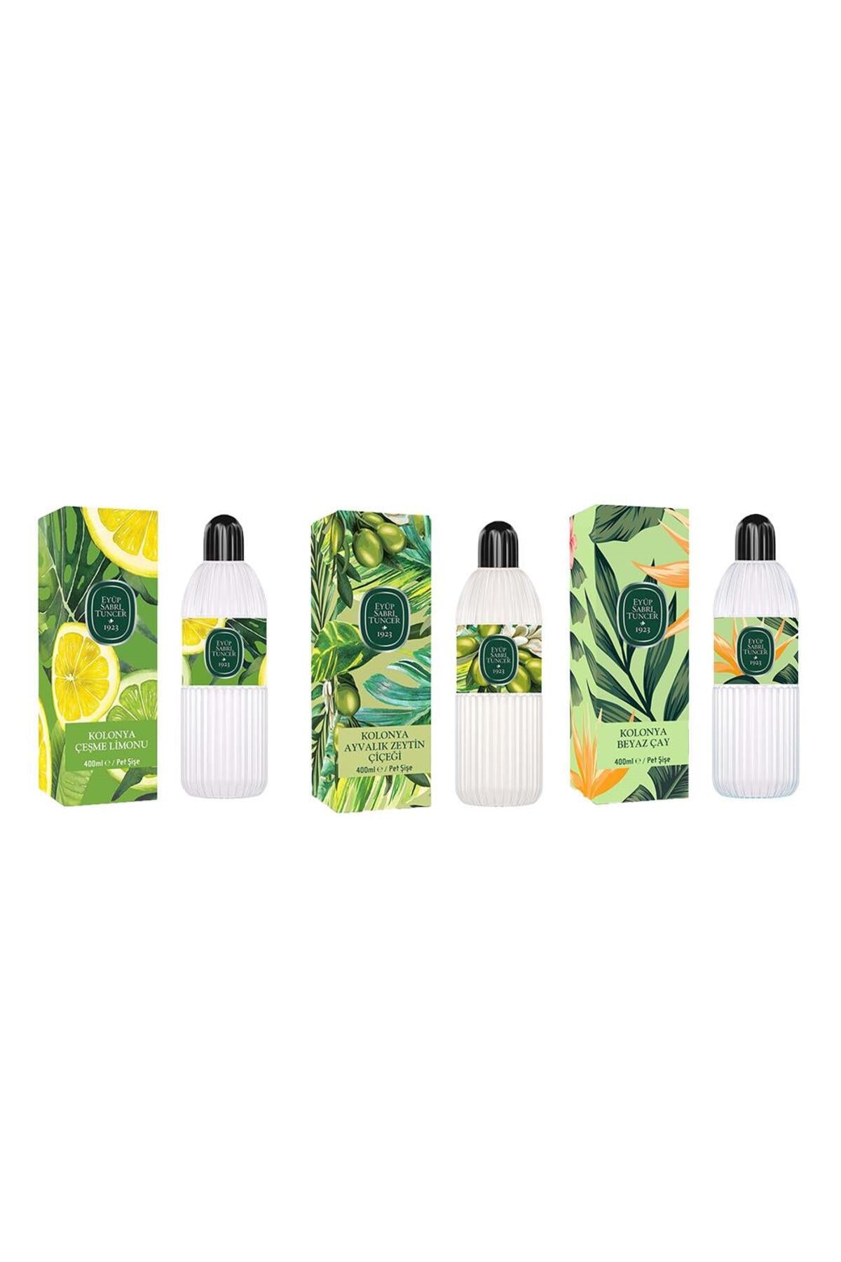 Kolonya Çeşme Limonu, Ayvalık Zeytin Çiçeği ve Beyaz Çay Pet Şişe 400 ml