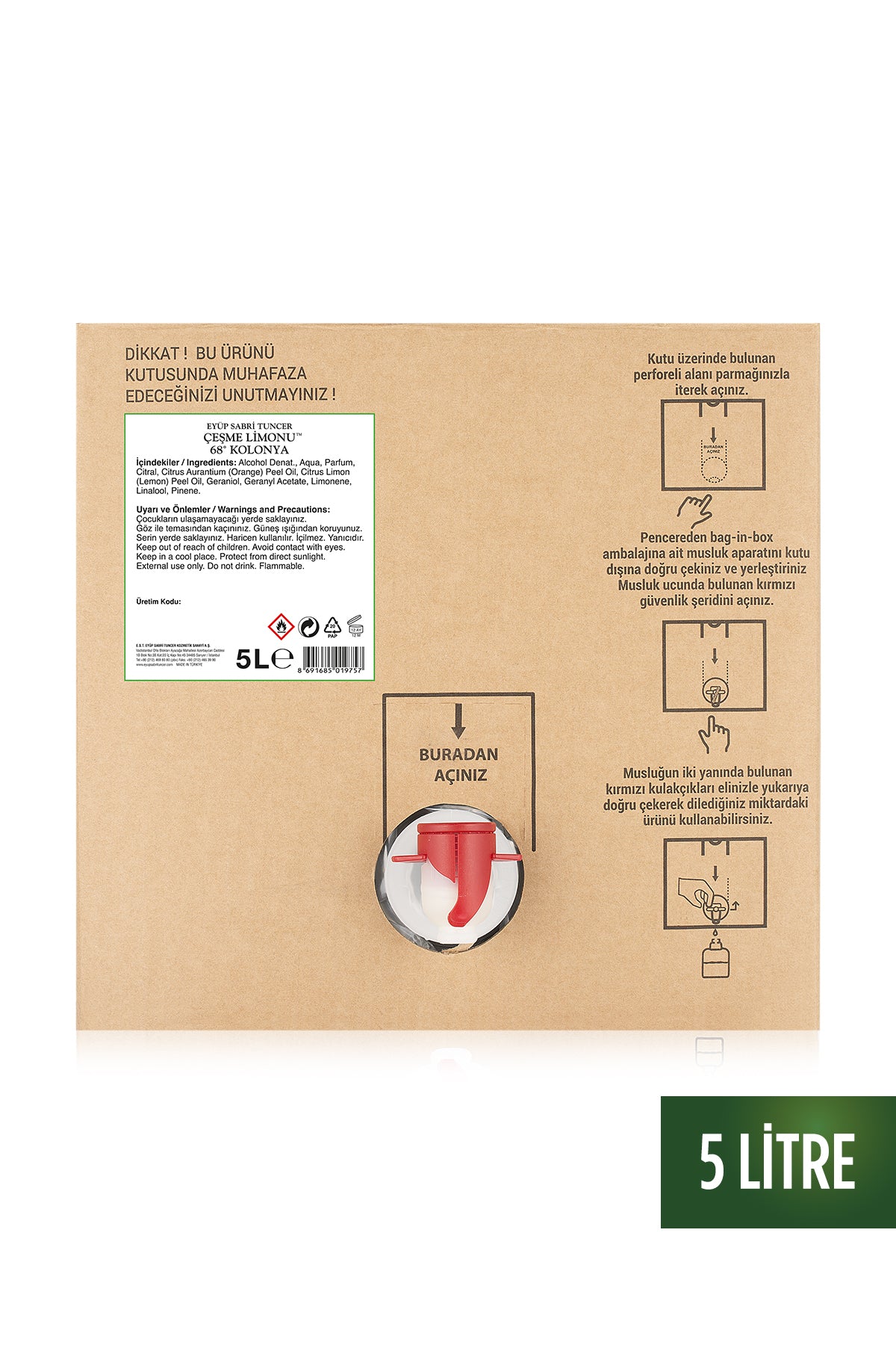 Çeşme Limonu Kolonyası 5 lt - Bag in Box